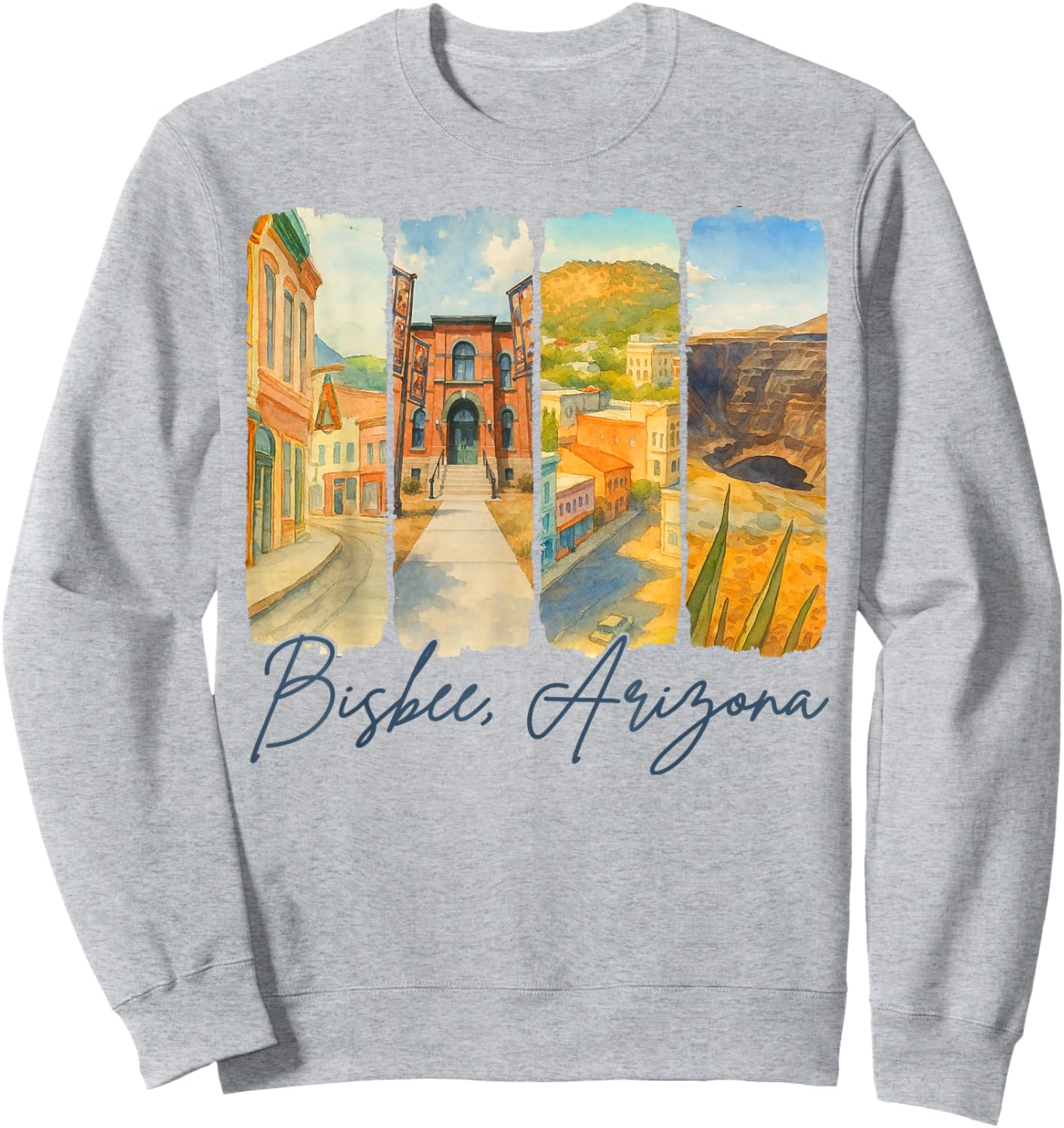Bisbee Arizona Traveling Trip Brushstroke Souvenir Vacation Sweatshirt - Sweatshirt | Ash