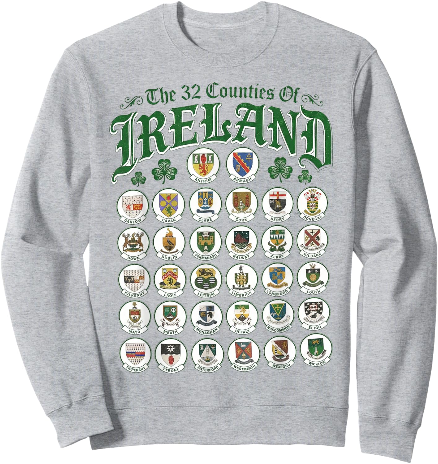 Vintage Ireland Counties Celtic Heritage Gift St Patrick Day Sweatshirt - Sweatshirt | Ash