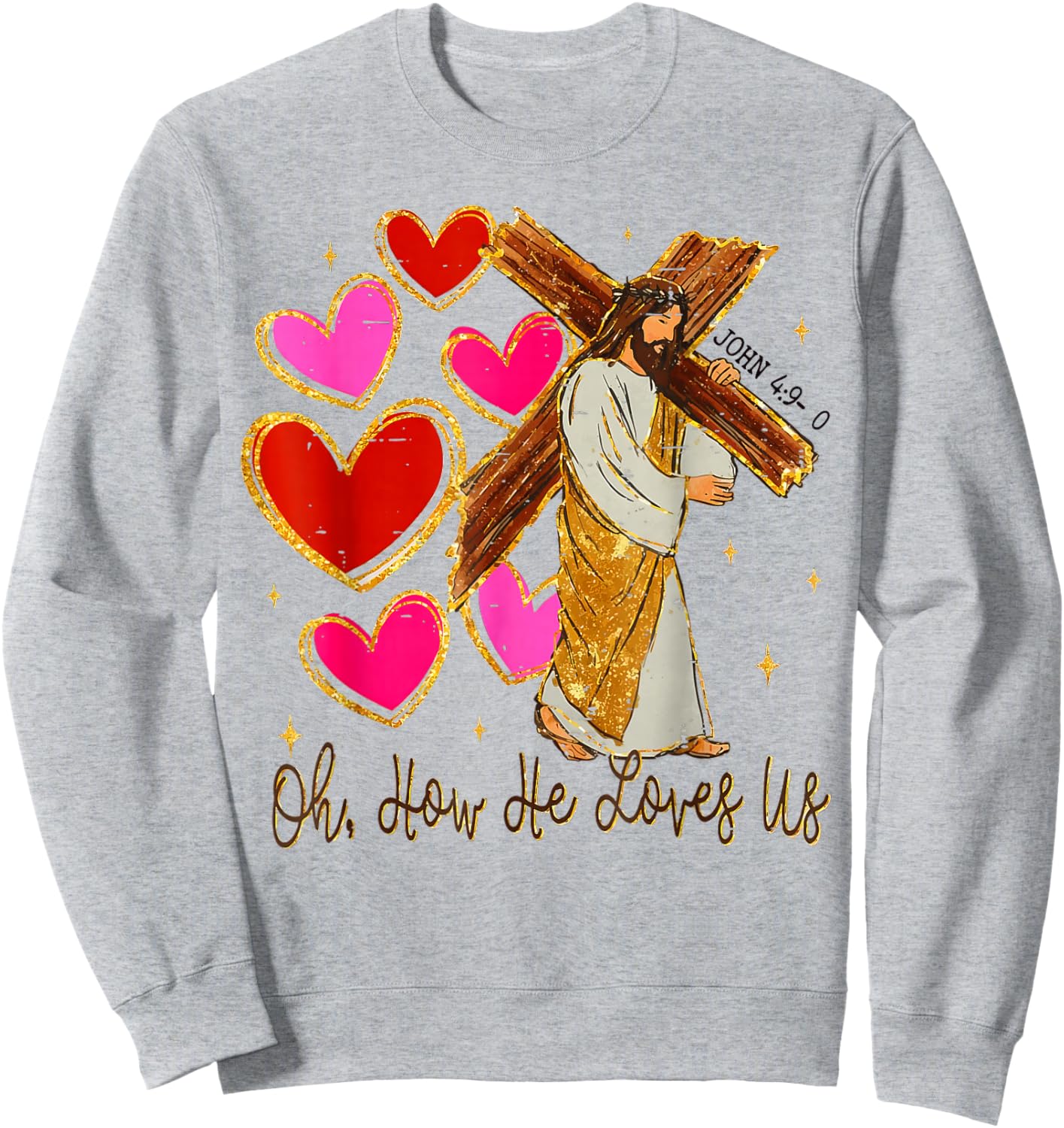 oh, How he Love us - Jesus Valentine Sweatshirt - Sweatshirt | Ash