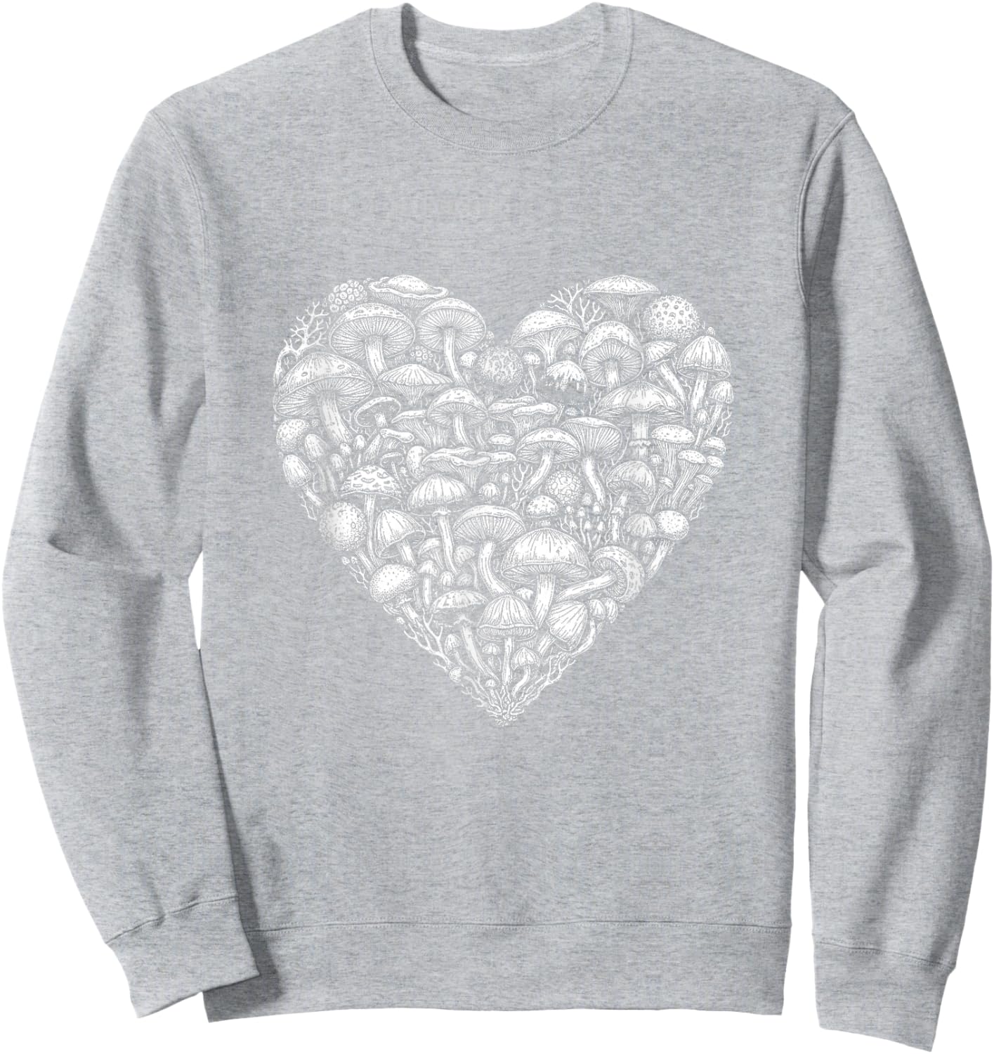 Mushroom Heart Shaped Cute Valentines Days Sweatshirt - Sweatshirt | Ash