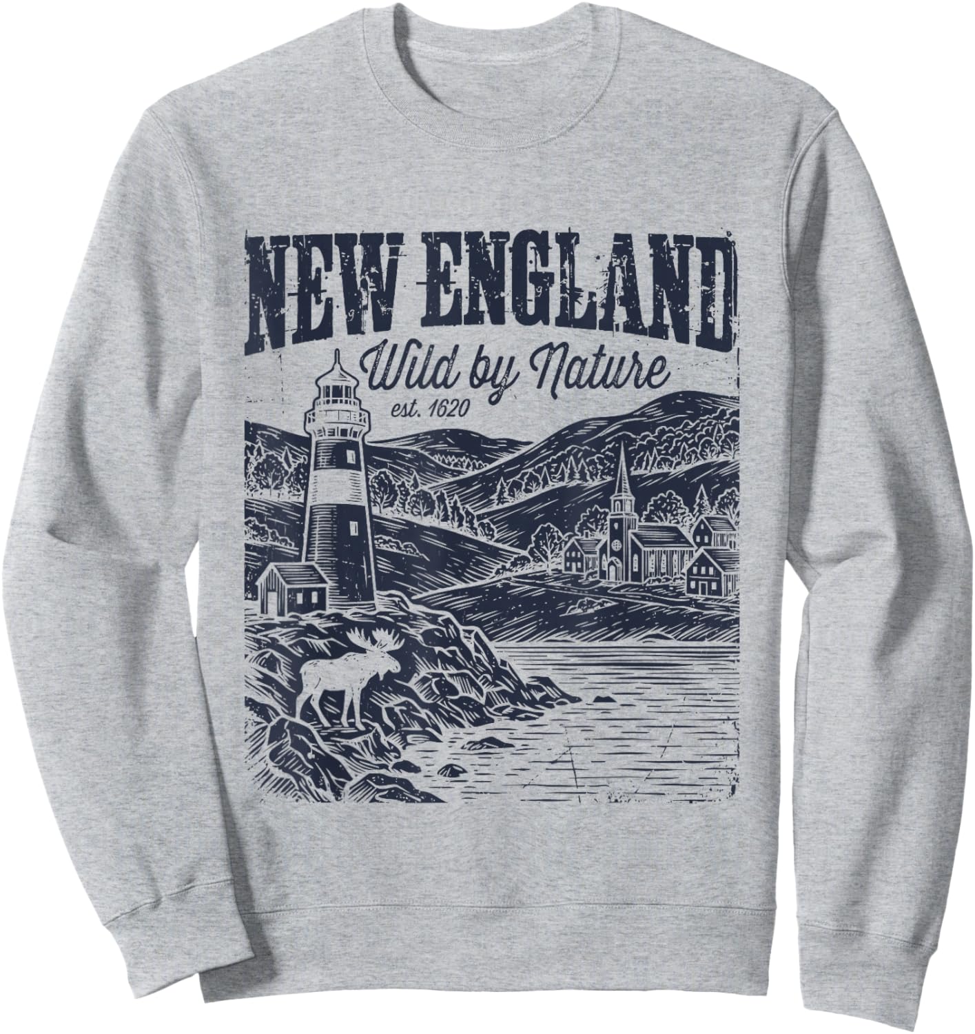 Vintage New England Wild by Nature East Coast Sweatshirt - Sweatshirt | Ash