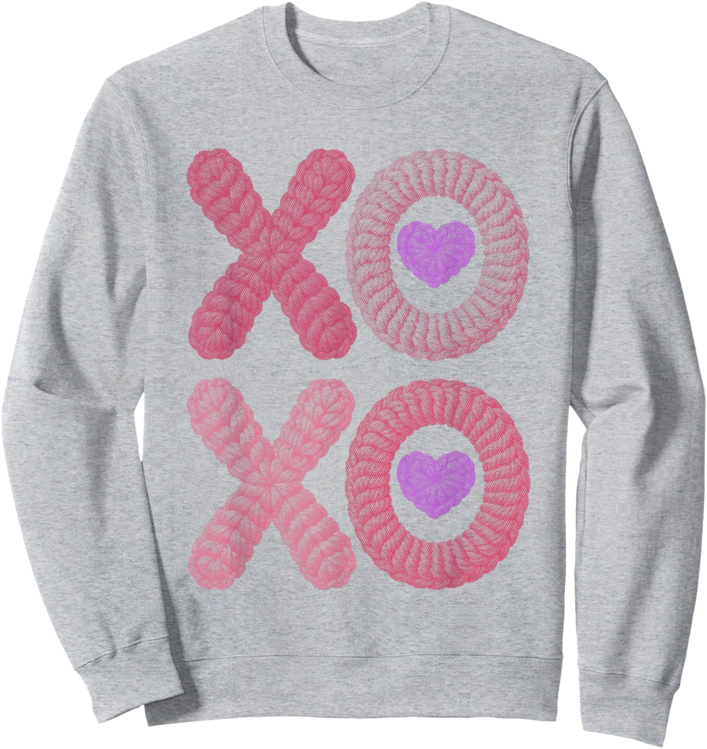 XO XO Cute Stitched Look | Valentine Heart Pink Cozy Love Sweatshirt - Sweatshirt | Ash