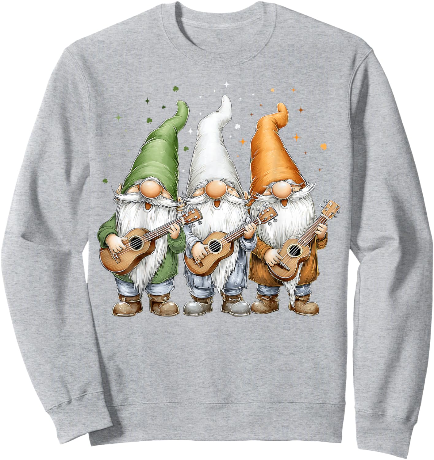 Ukulele Gnome Shamrock St. Patricks Day Pattys Day Ireland Sweatshirt - Sweatshirt | Ash