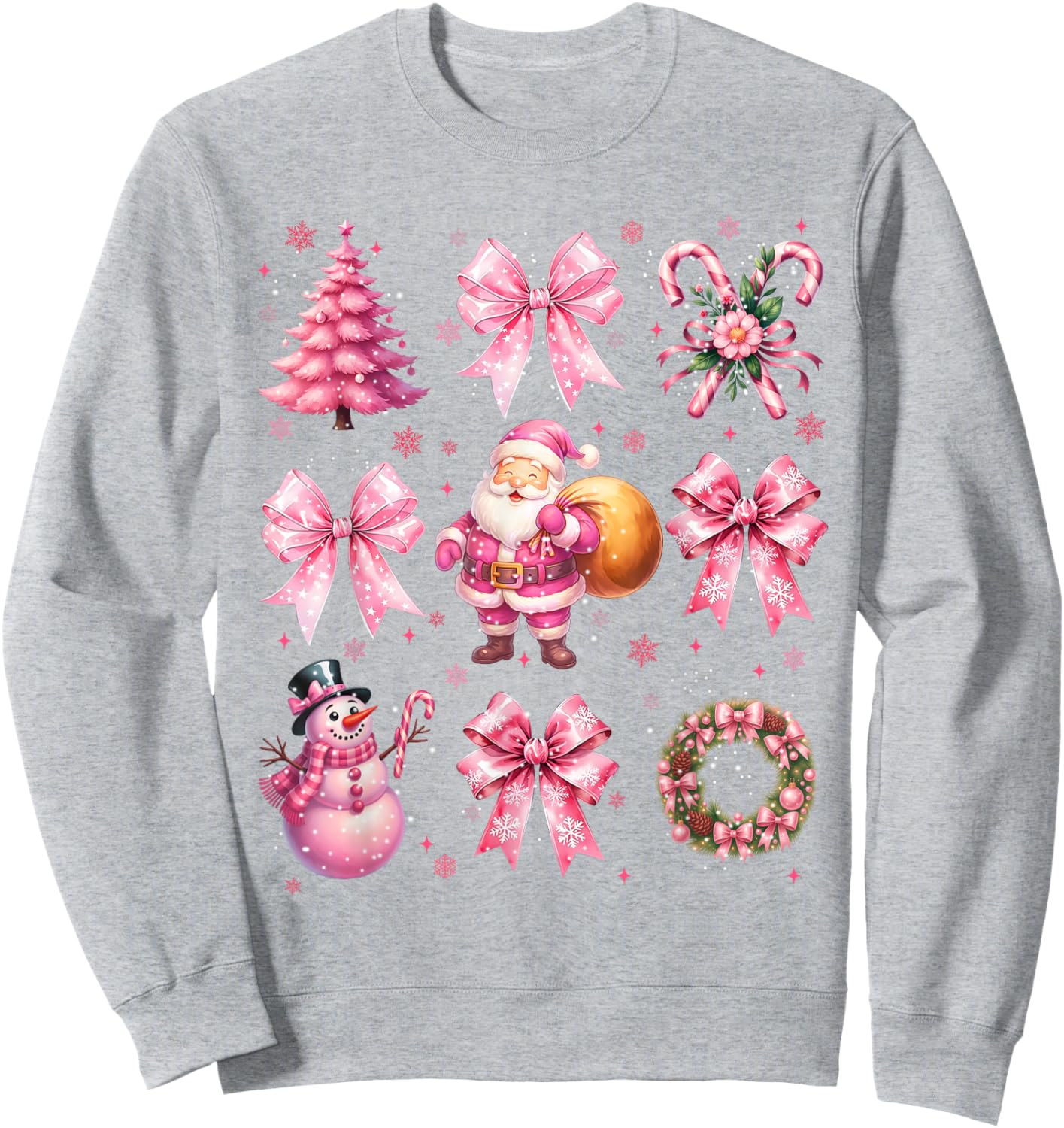 Cute Pink Santa Coquette Snowman Christmas Xmas Women Girl Sweatshirt - Sweatshirt | Ash