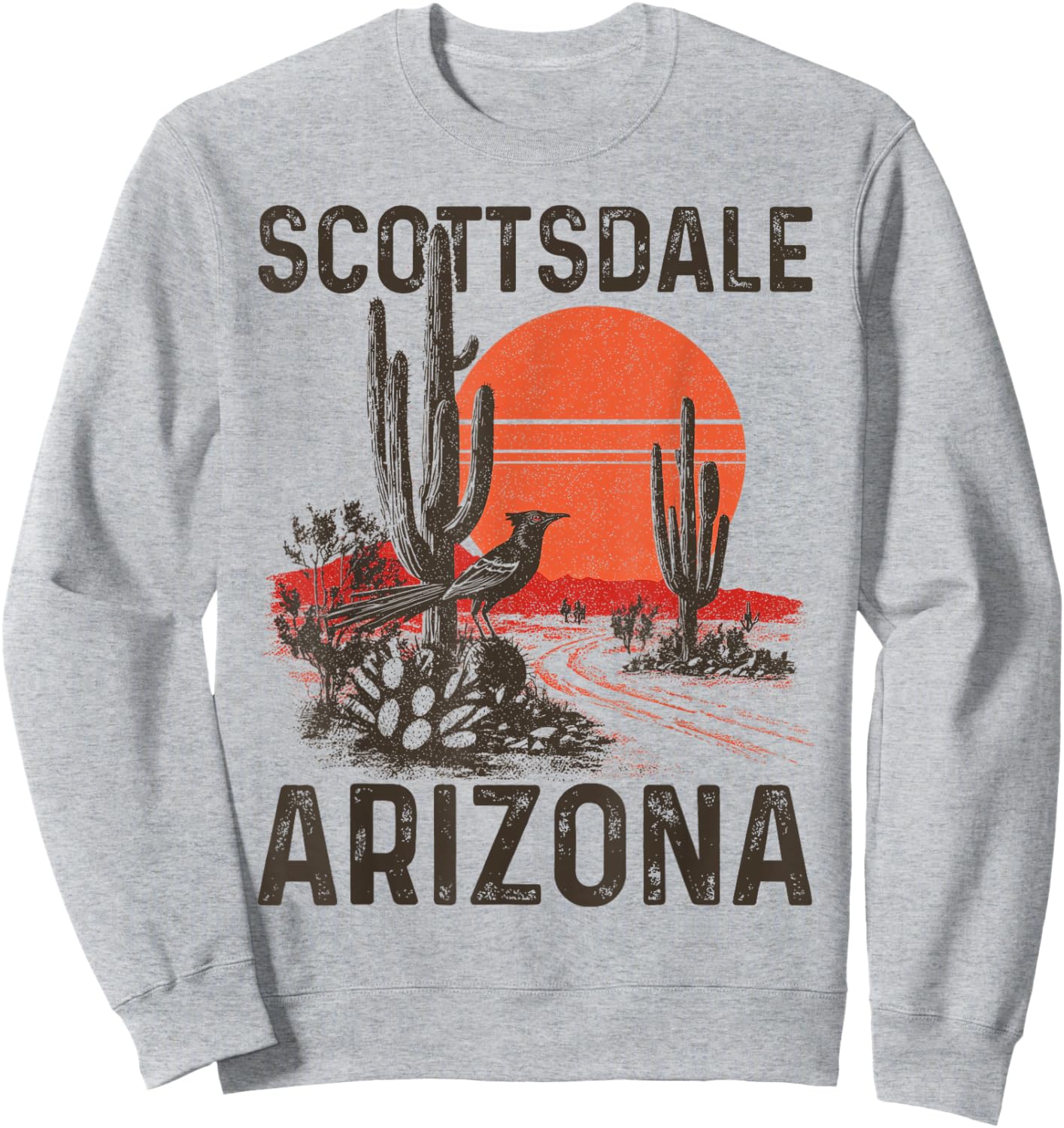 Scottsdale Arizona Roadrunner Desert Cactus Vintage Sweatshirt - Sweatshirt | Ash