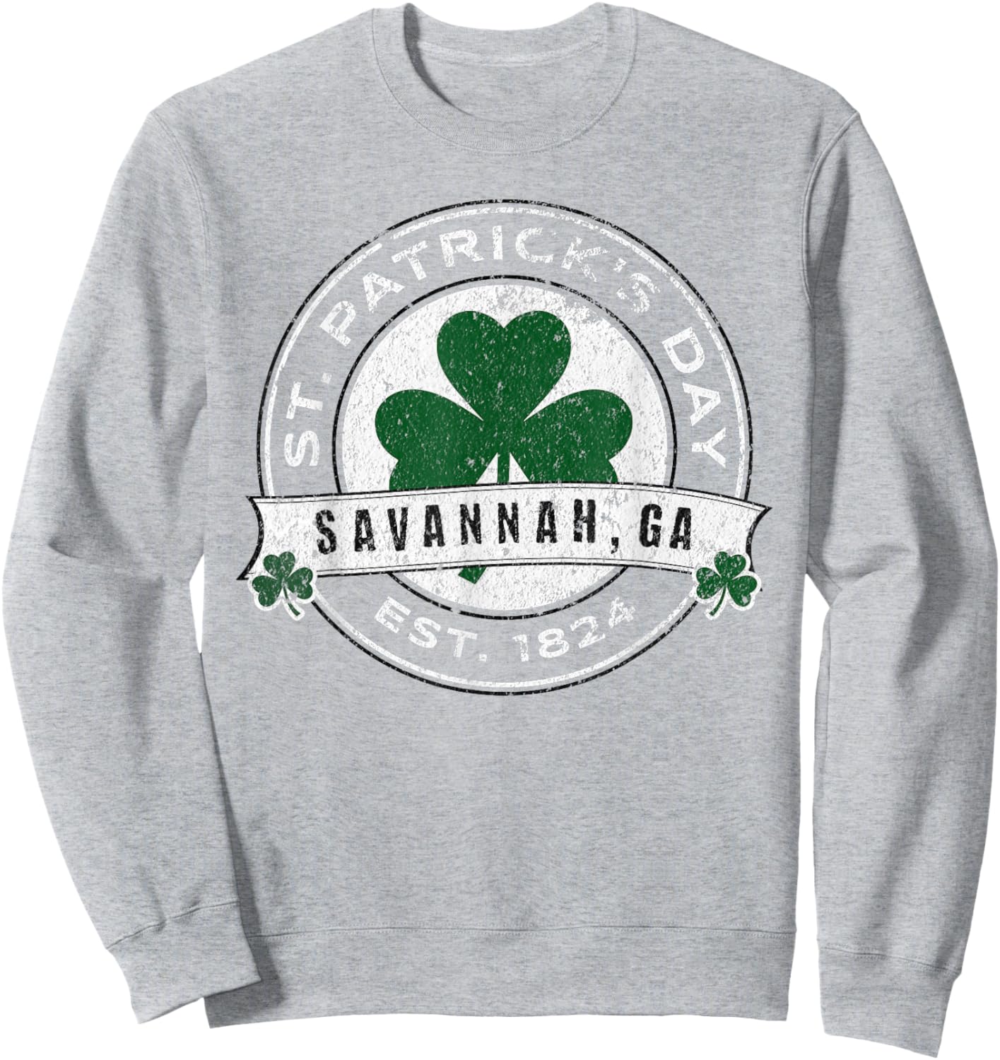 Savannah Georgia Irish Shamrock St. Patrick's Day Fun Sweatshirt - Sweatshirt | Ash