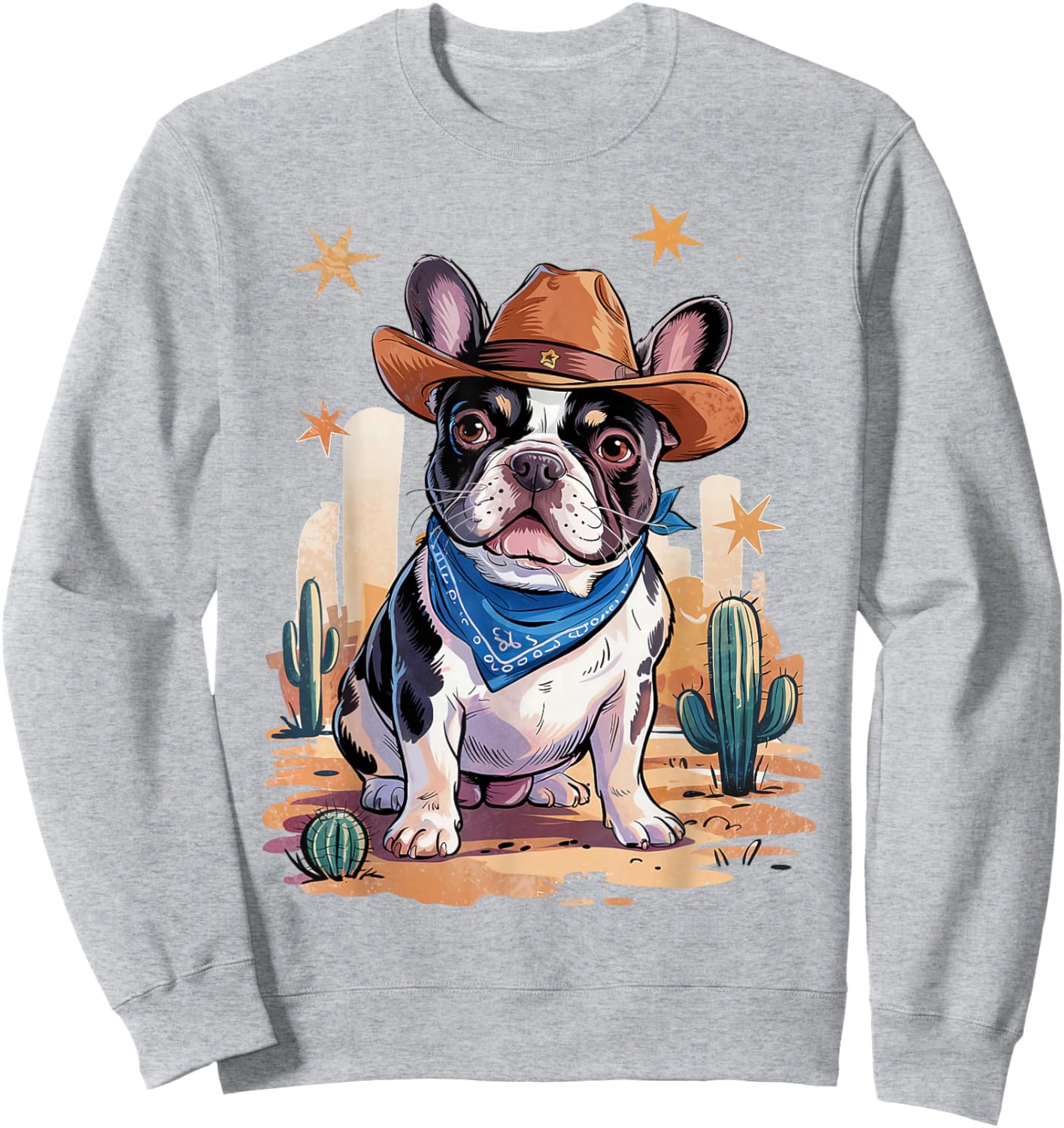 French Bulldog Cowboy Dog Western Frenchie Cowboy Hat Sweatshirt - Sweatshirt | Ash