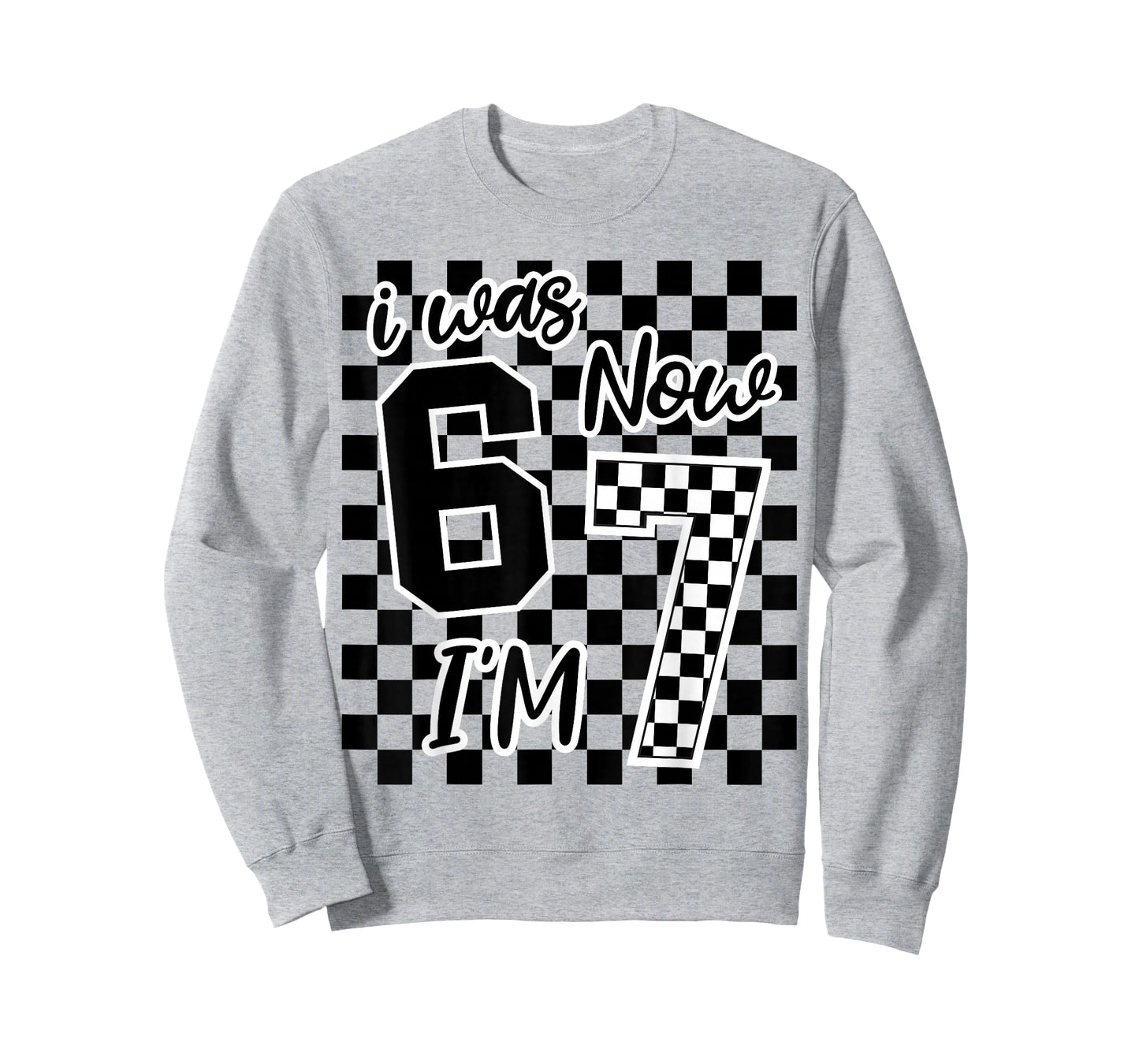 Checkered I was 6 Now I'm 7 Birthday Seven Years Old Bday T-Shirt