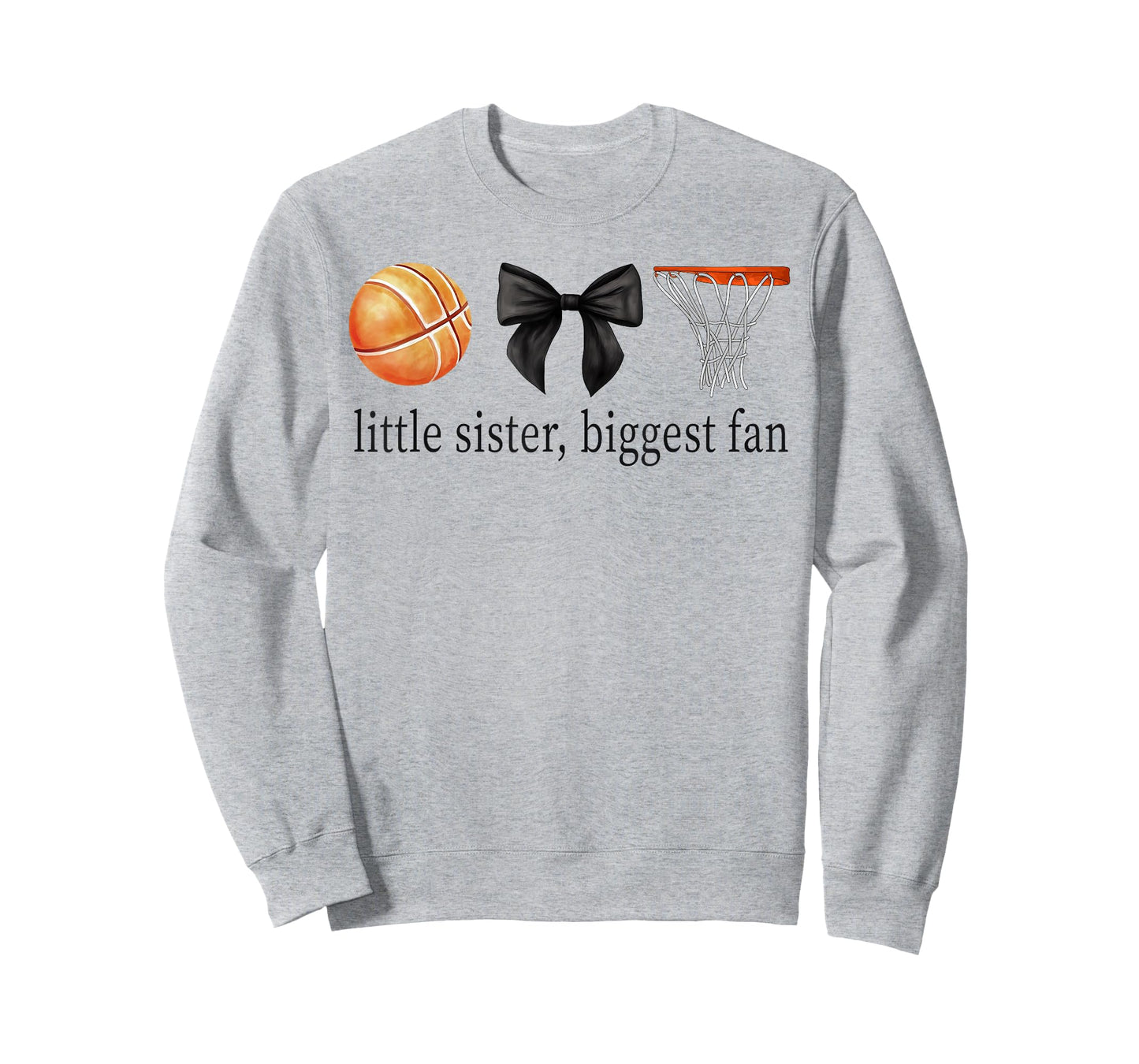 Little Sister Basketball Biggest Fan, Bow Basketball Sister T-Shirt