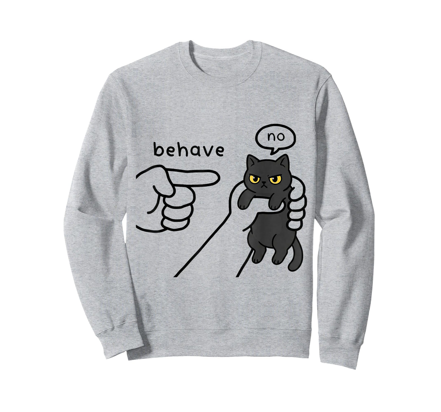 Funny blackcat Meme Behave No Cartoon Design pet Kitten T-Shirt