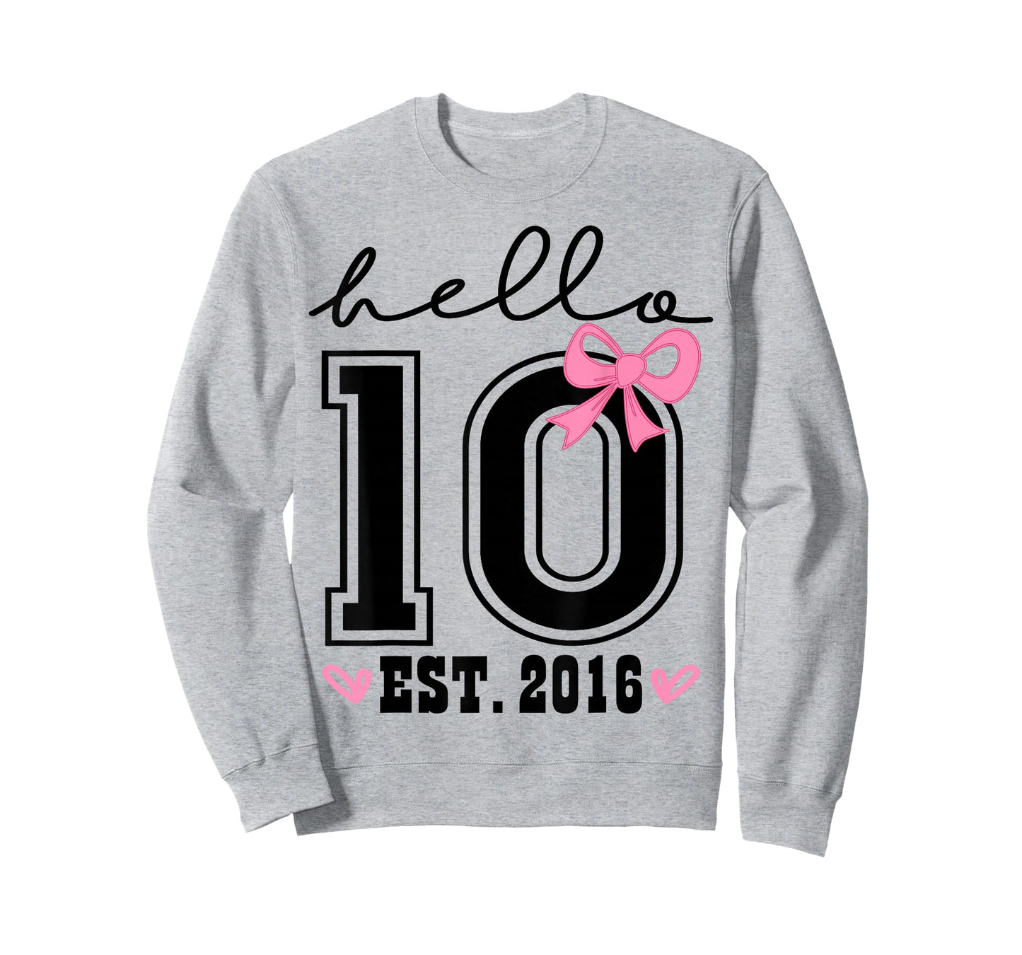Hello Ten Est 2016 Pink Coquette Bow 10th Birthday Girl T-Shirt