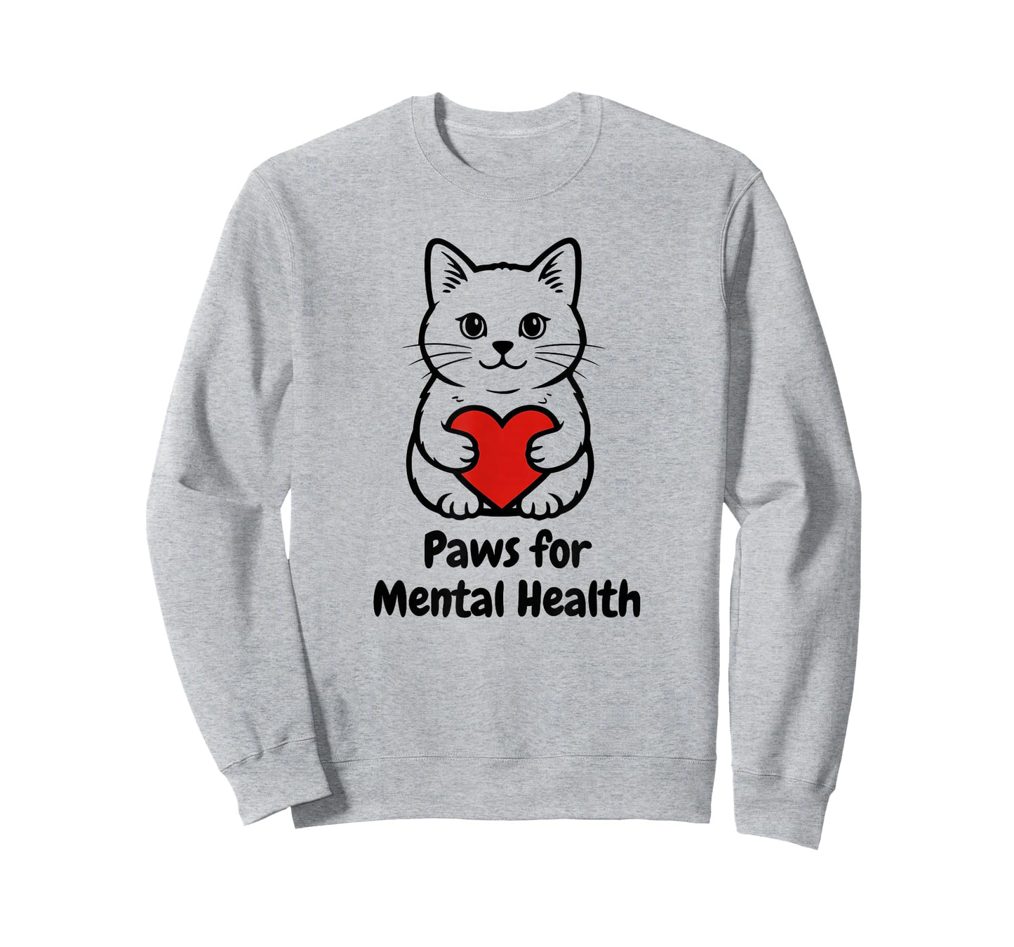 Paws for Mental Health Cat Tee Cute Kitty Heart Hug T T-Shirt