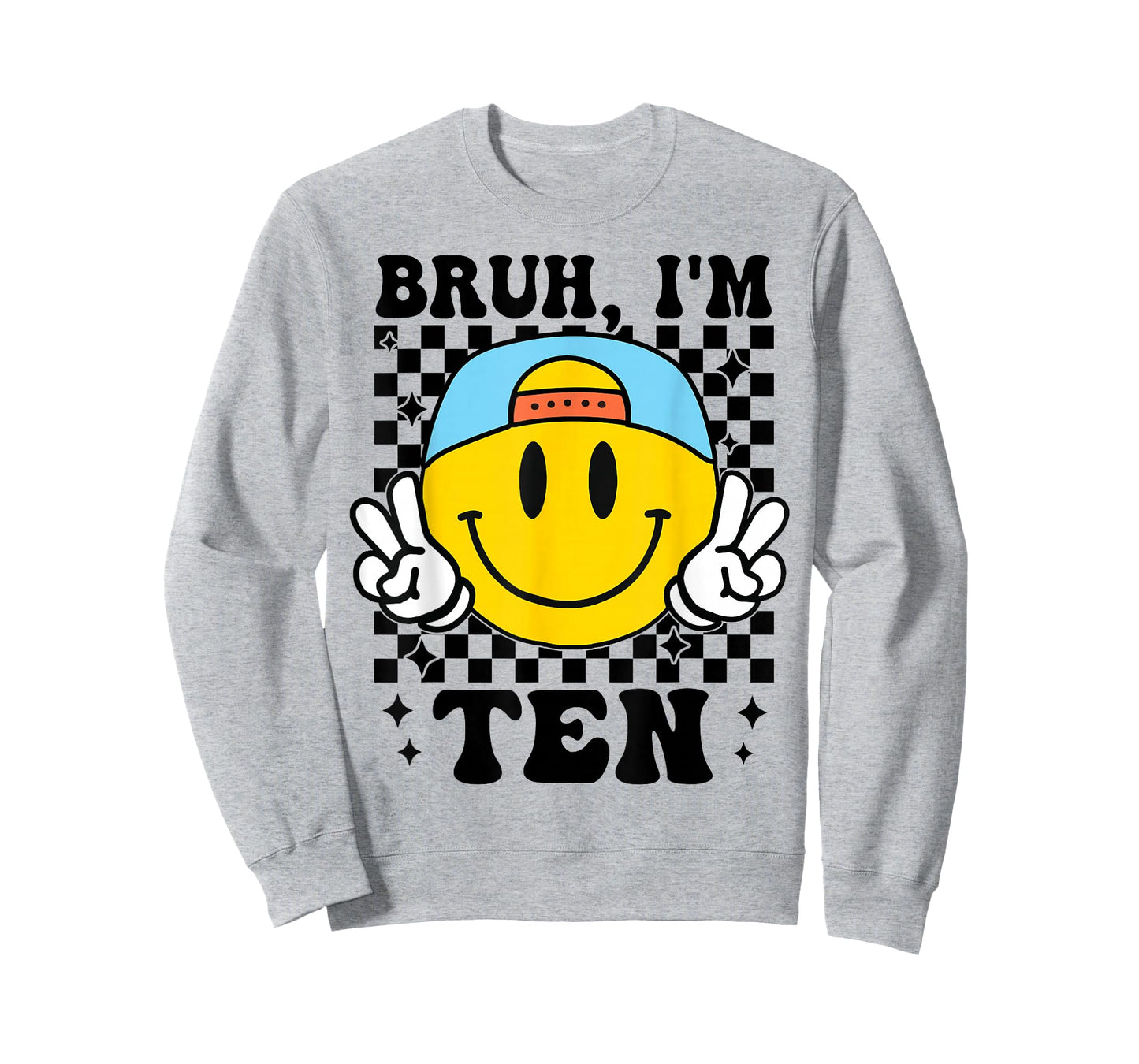 Bruh I'm Ten 10 10th Birthday Groovy Boys Girls 10 Years Old T-Shirt