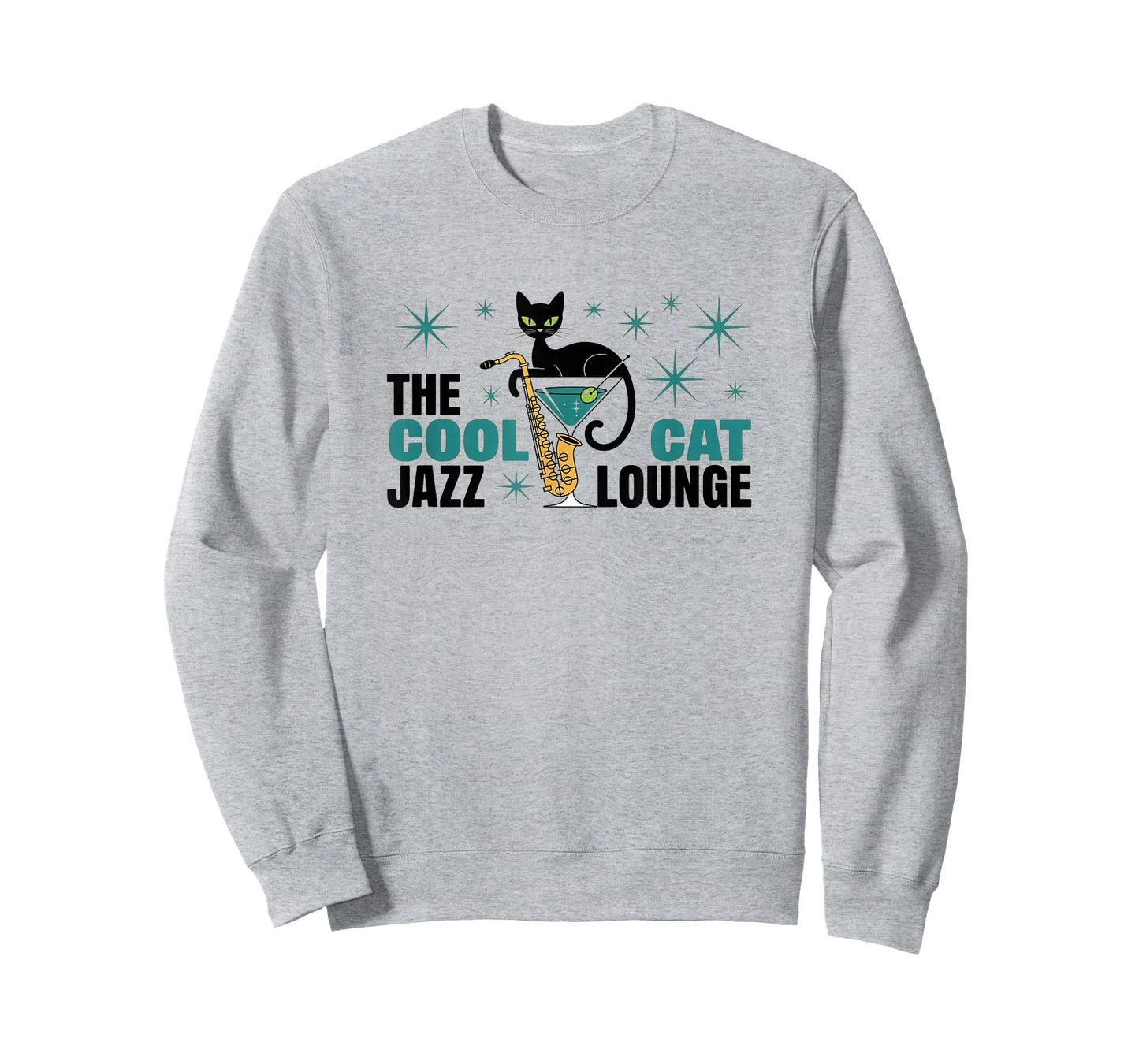 Cool Jazz Cat Lounge Sax Martini Graphic T-Shirt