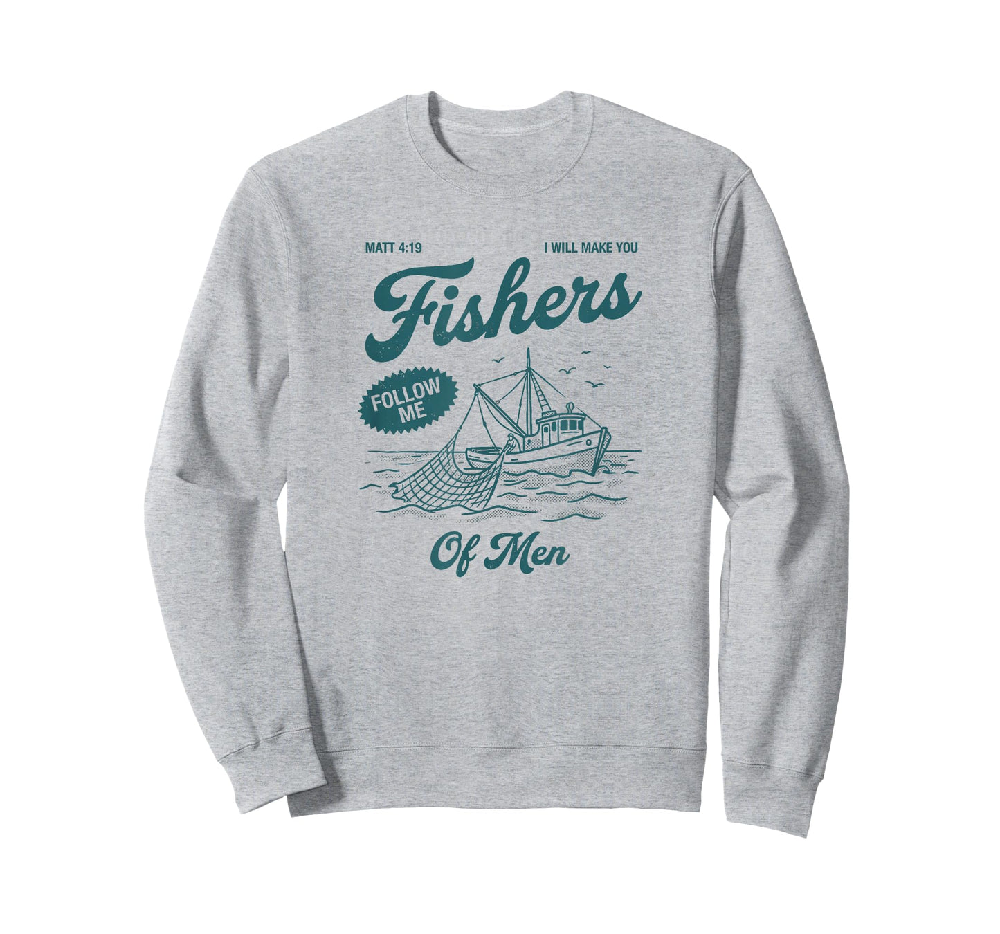 Fishers of Men Matthew 4:19 Christian Fishing Boat T-Shirt