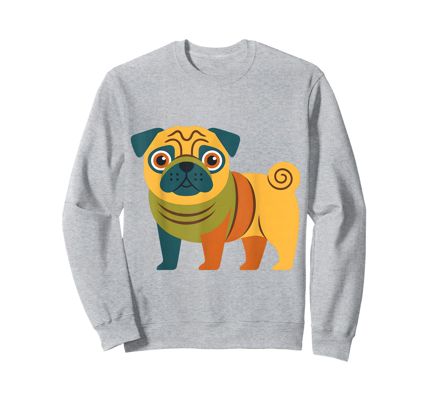 Cute Colorful Pug Illustration Funny Dog Lover Retro Pet Art T-Shirt