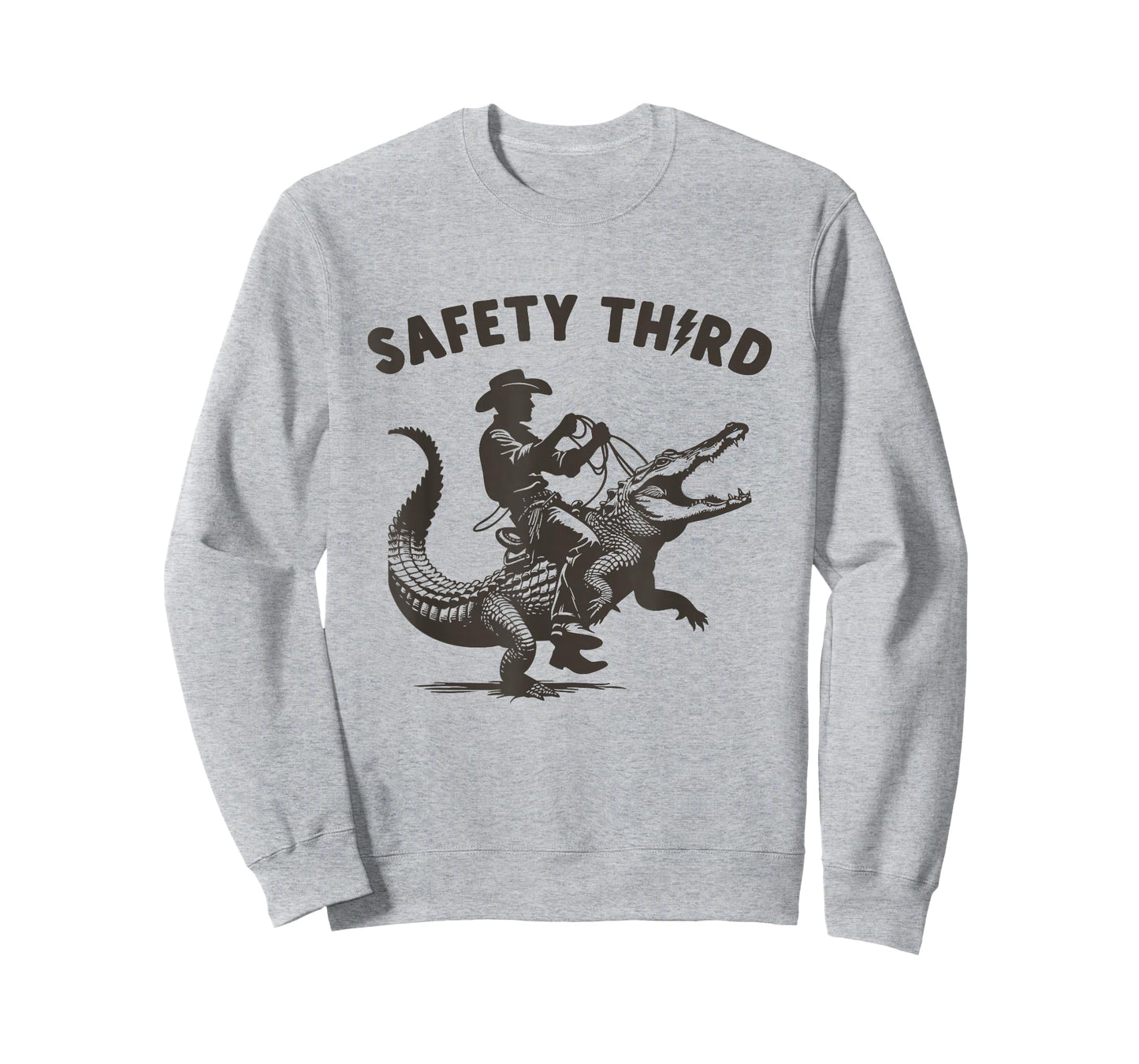 Safety Third Funny Cowboy Riding Alligator Sarcastic Safety T-Shirt