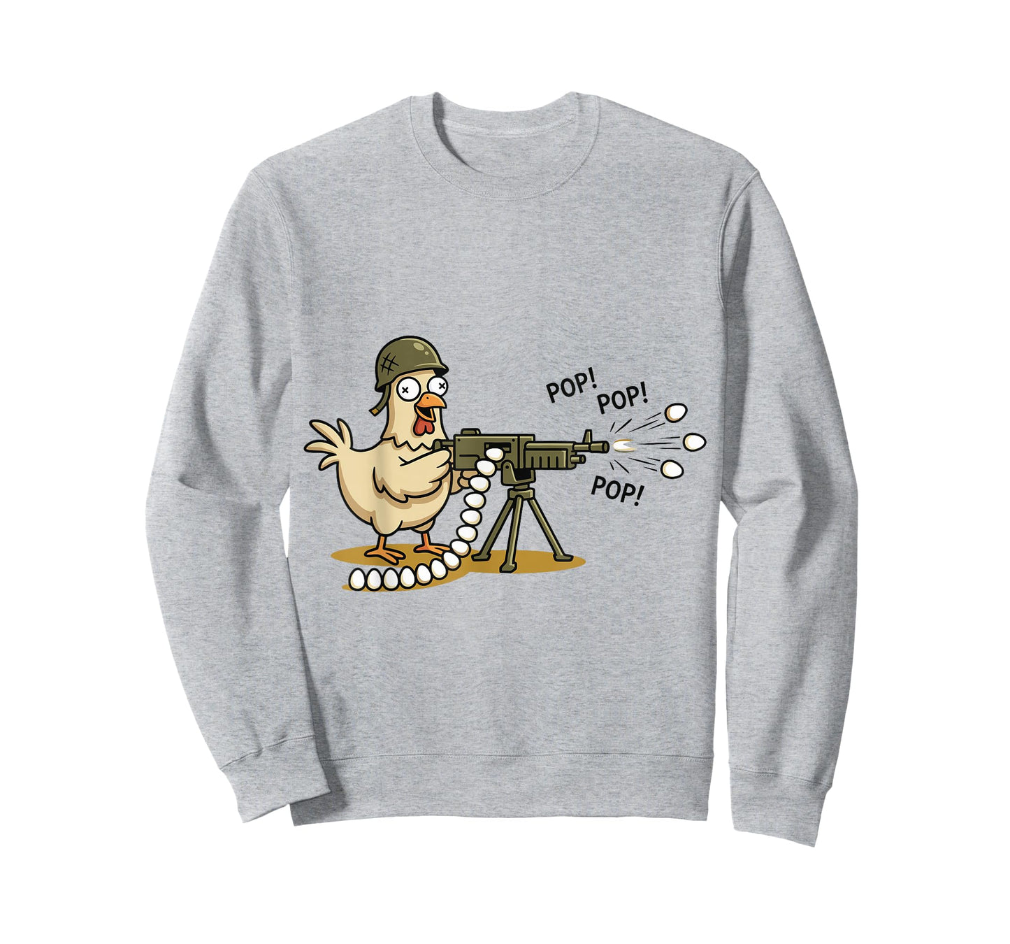 Funny Military Chicken Soldier with Heavy Gun Shooting Eggs T-Shirt