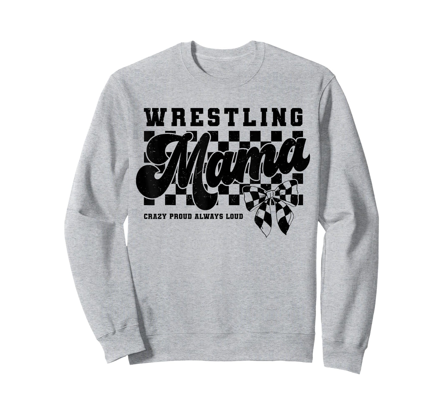 Groovy Wrestling Mama Wrestling Mom Coquette Bow Checkered T-Shirt