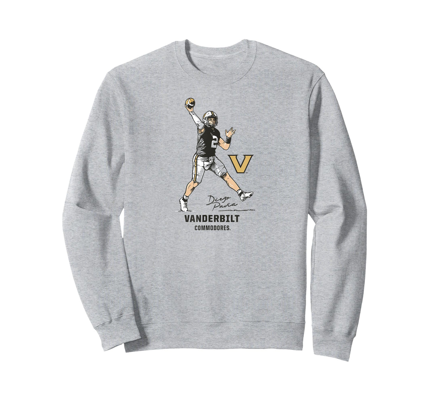 Vanderbilt Football: Diego Pavia Superstar Pose - Vanderbilt T-Shirt