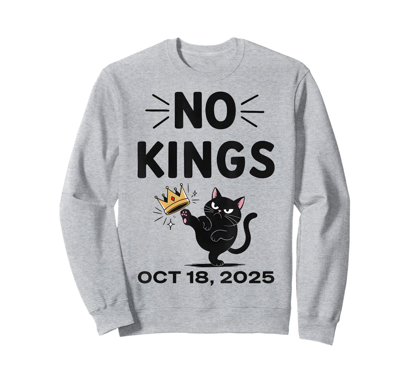 Black Cat No Kings October 18 No Kings Day T-Shirt
