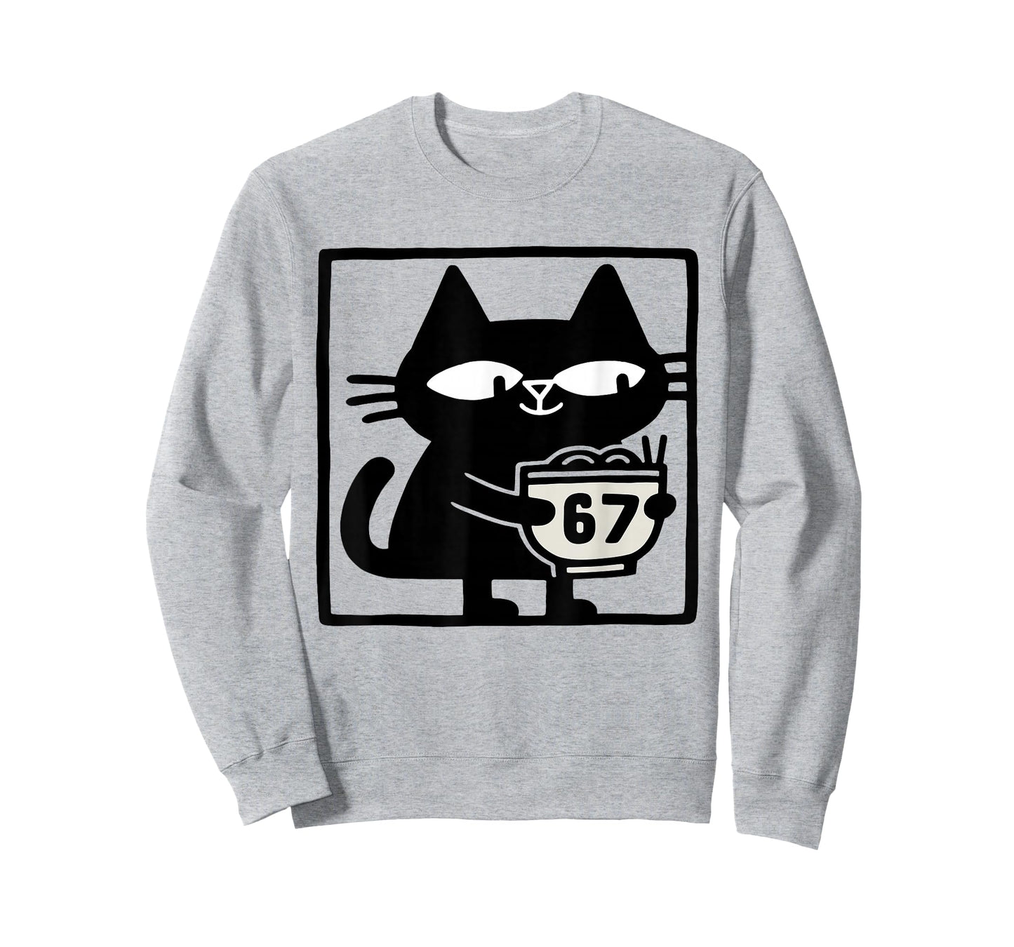 Cat with Ramen Bowl 67 – Funny Meme Cat Illustration Art T-Shirt