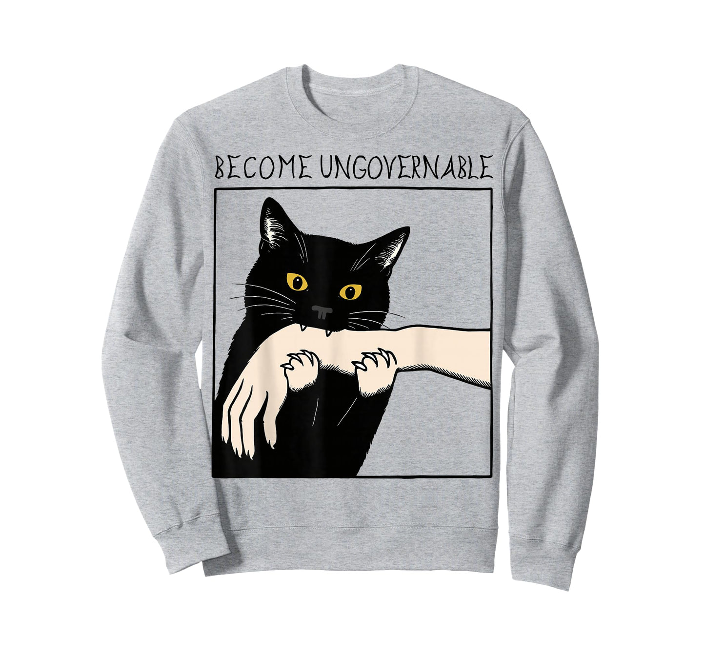 Become Ungovernable - Black Cat Biting Hand Funny Meme T-Shirt