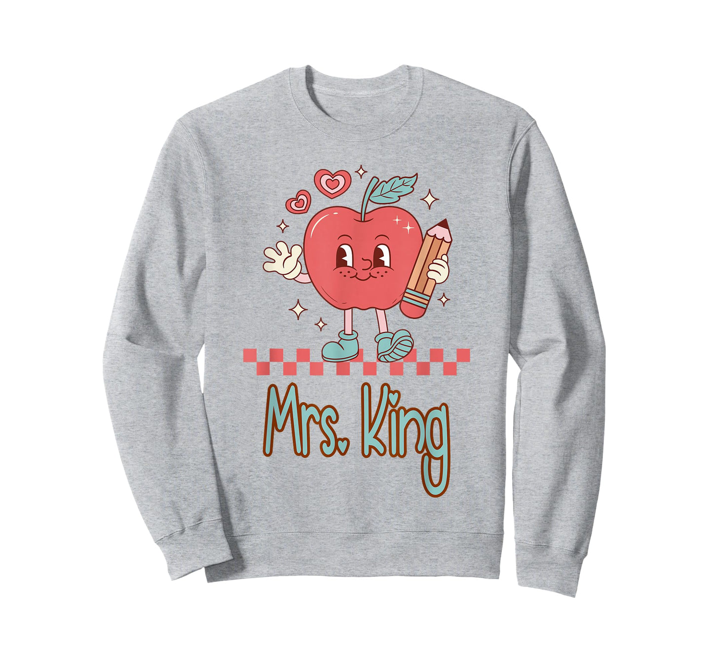 Mrs. King Cute Retro Apple Pencil Teacher Design T-Shirt