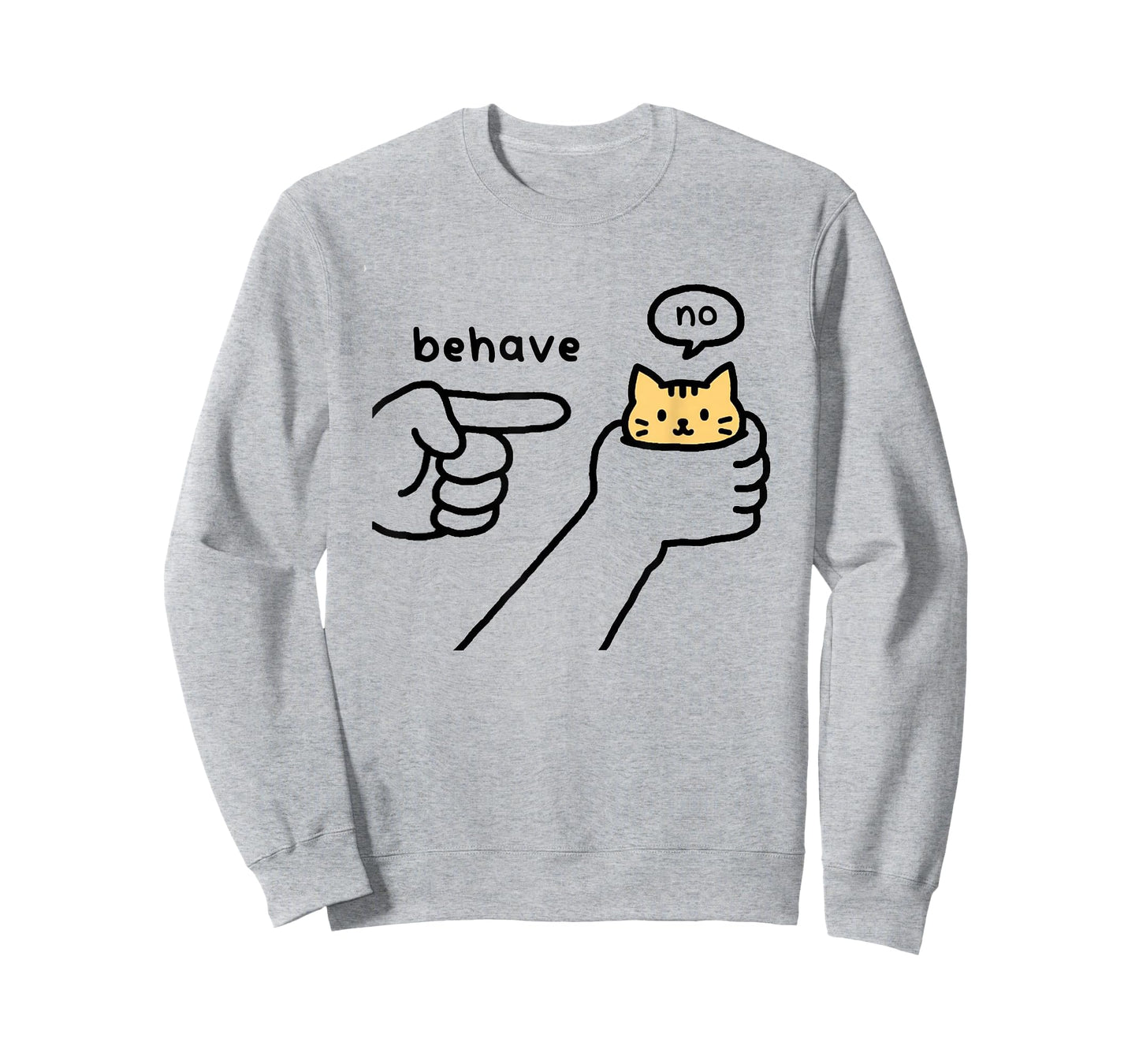 Funny Cat Behave No Stubborn Meme Cartoon T-Shirt