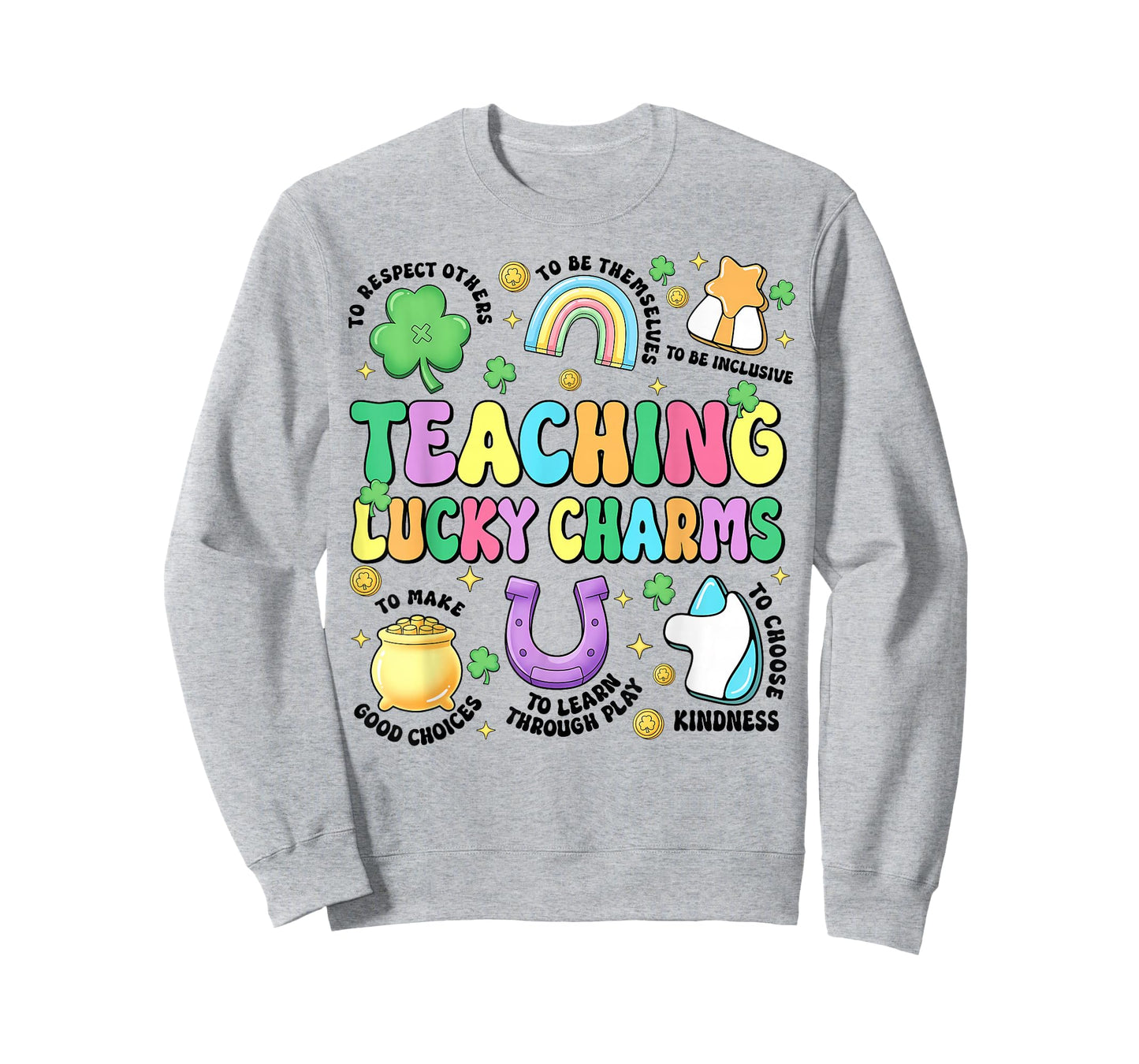 Funny Teaching Lucky Charms Teacher Groovy St Patricks Day T-Shirt
