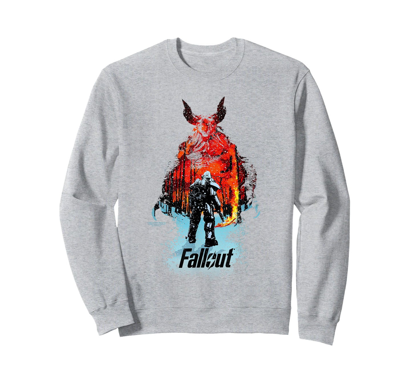 Fallout TV Series Deathclaw Flame Scene with Show Logo T-Shirt