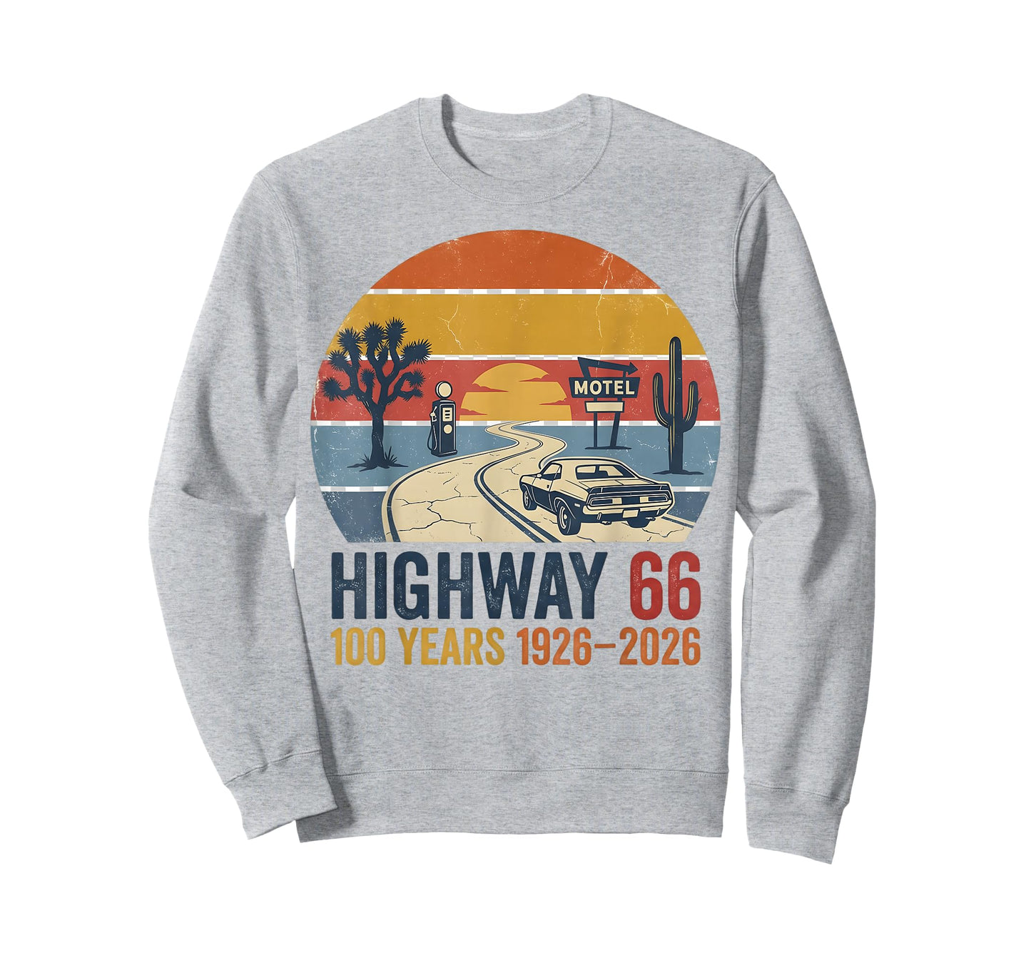 Highway 66 100 Years 1926-2026 Classic Car Lover Anniversary T-Shirt