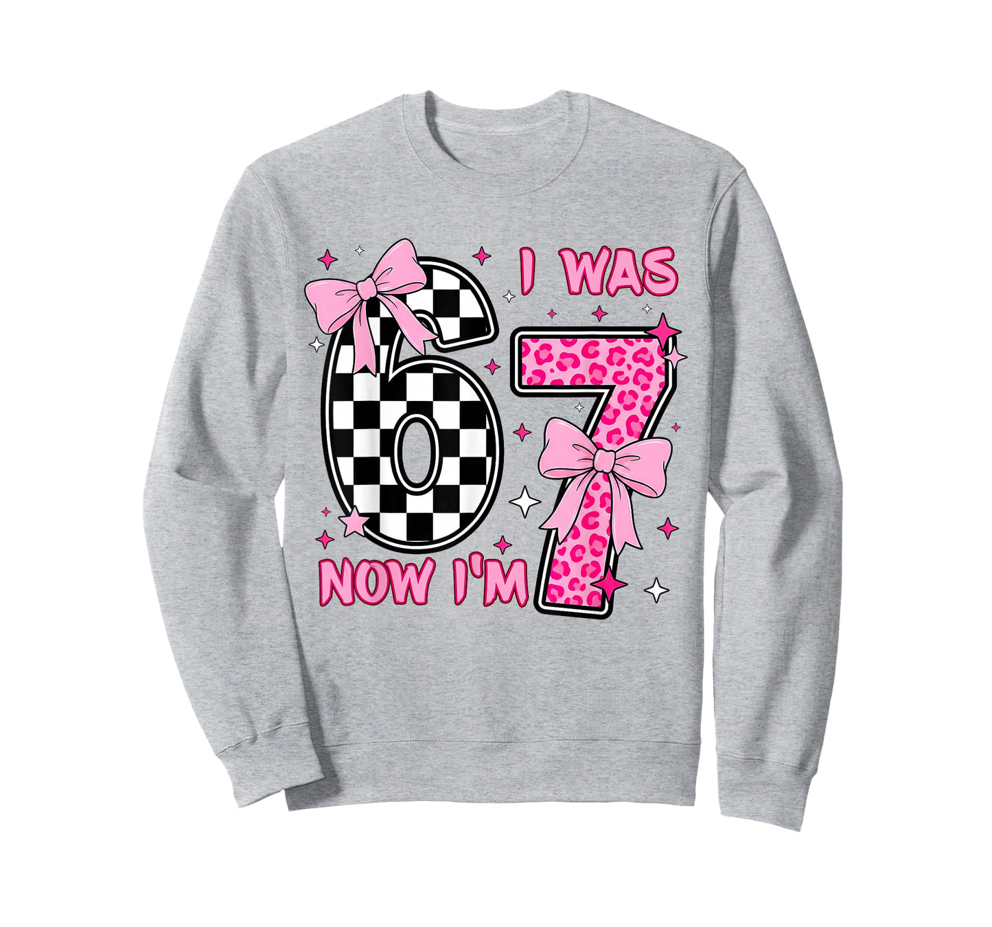 I was 6 Now I'm 7 Birthday 7 Years Old Leopard Coquette Bow T-Shirt