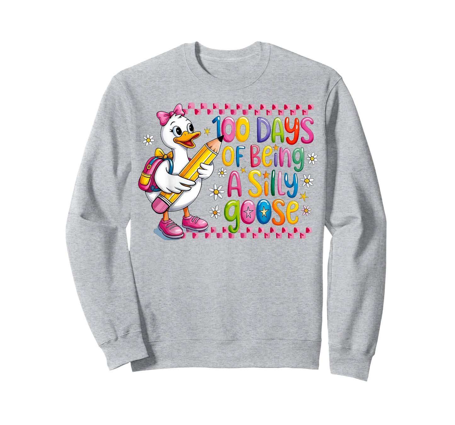 100 Days of School Girls Teacher 100th Day Silly Goose T-Shirt