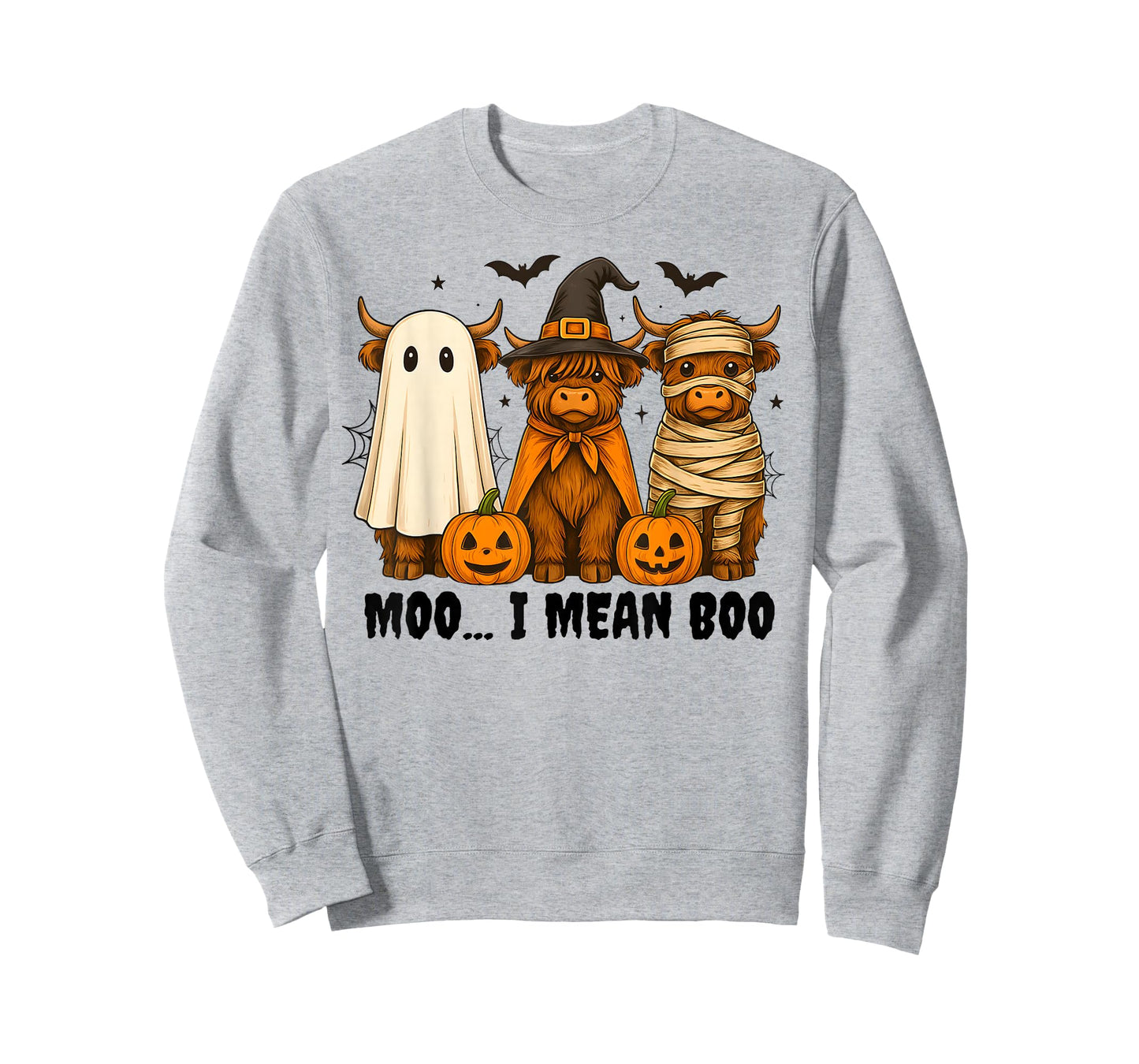 Moo I Mean Boo Funny Highland Cow with Halloween Costume T-Shirt