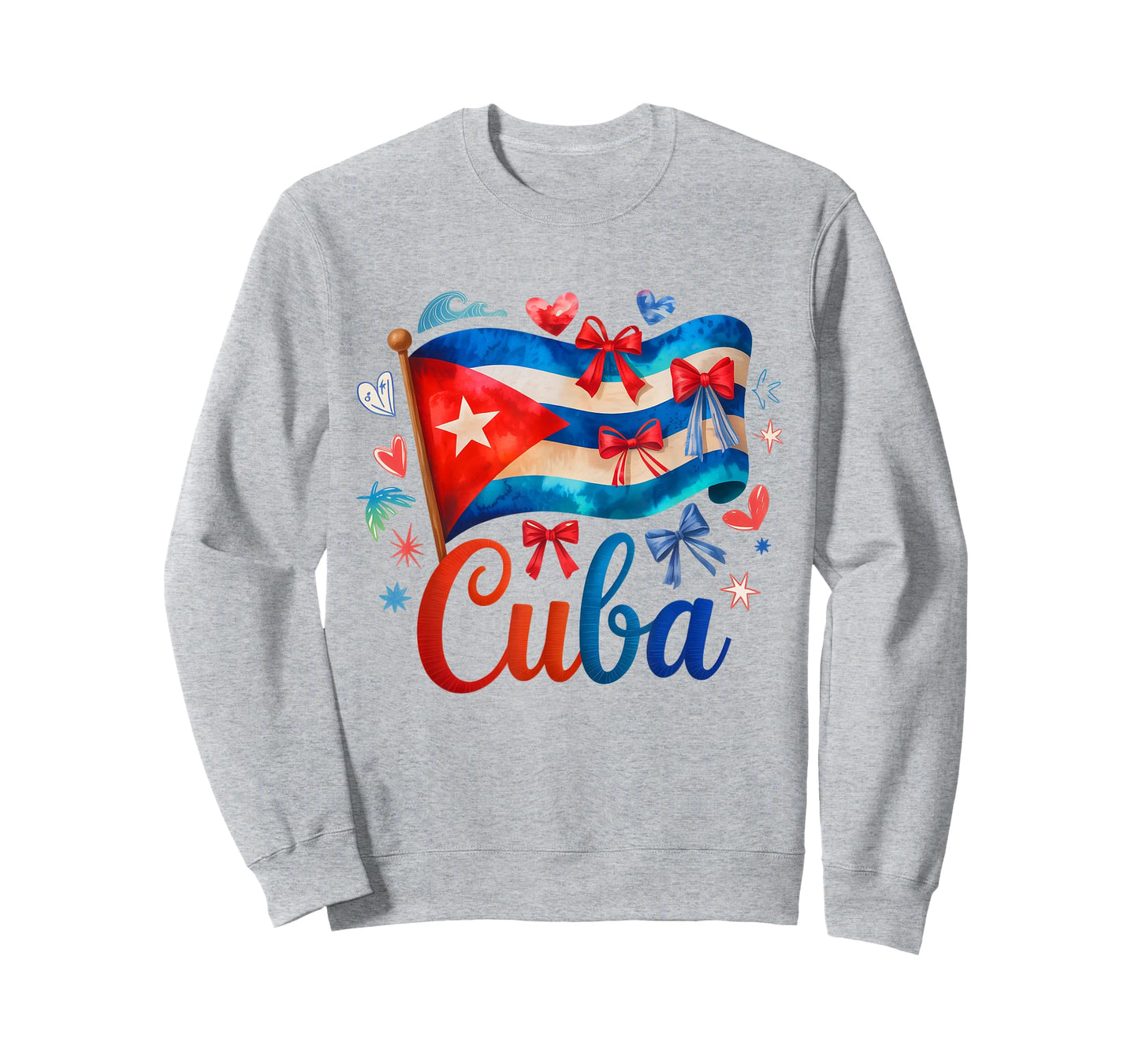 Cute Cuba Hispanic Heritage Month Bow Cuban Flag Girls Women T-Shirt