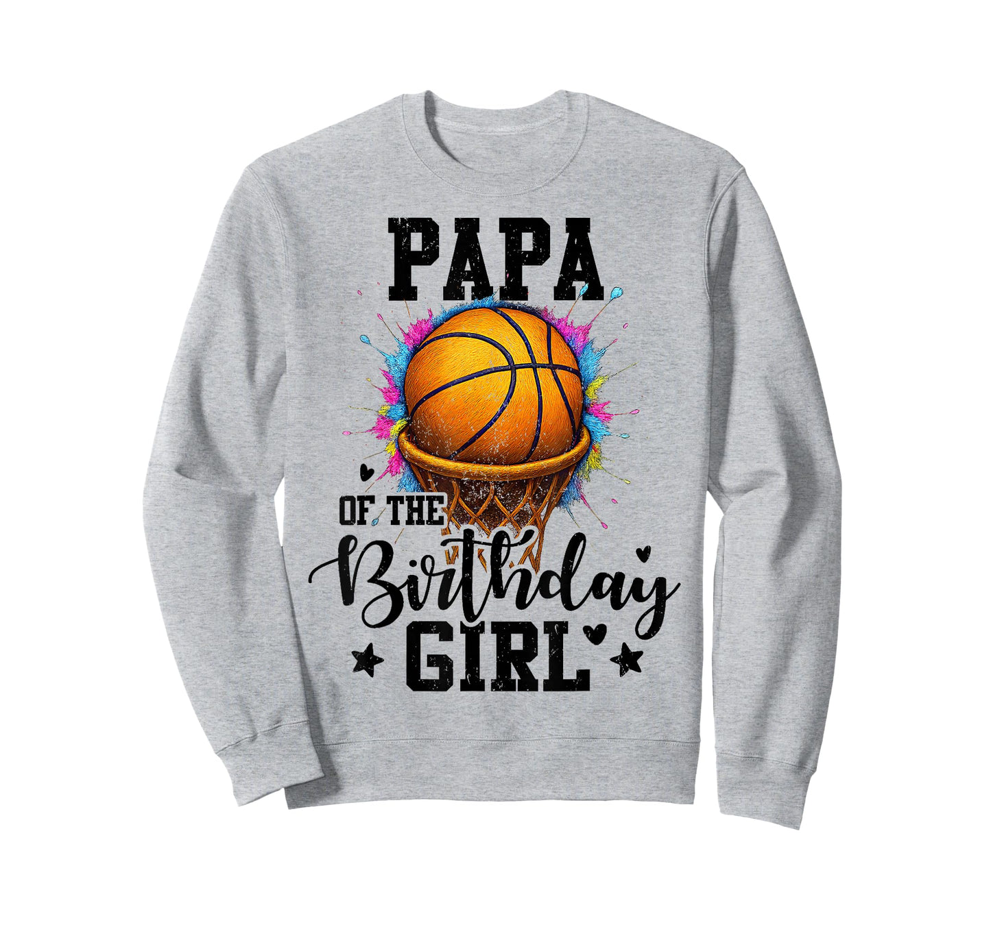 Papa of The Birthday Girl Basketball Colorful Matching T-Shirt