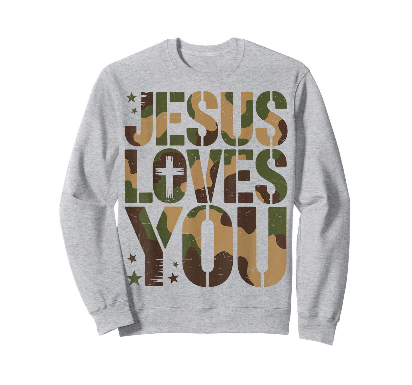 Camo Jesus Loves You Camouflage Christian Saying Religious T-Shirt