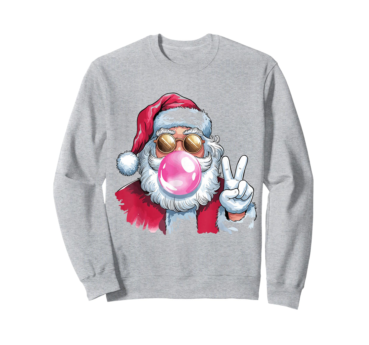 Santa Claus Blowing Bubble Gum Pink Sunglasses Christmas T-Shirt