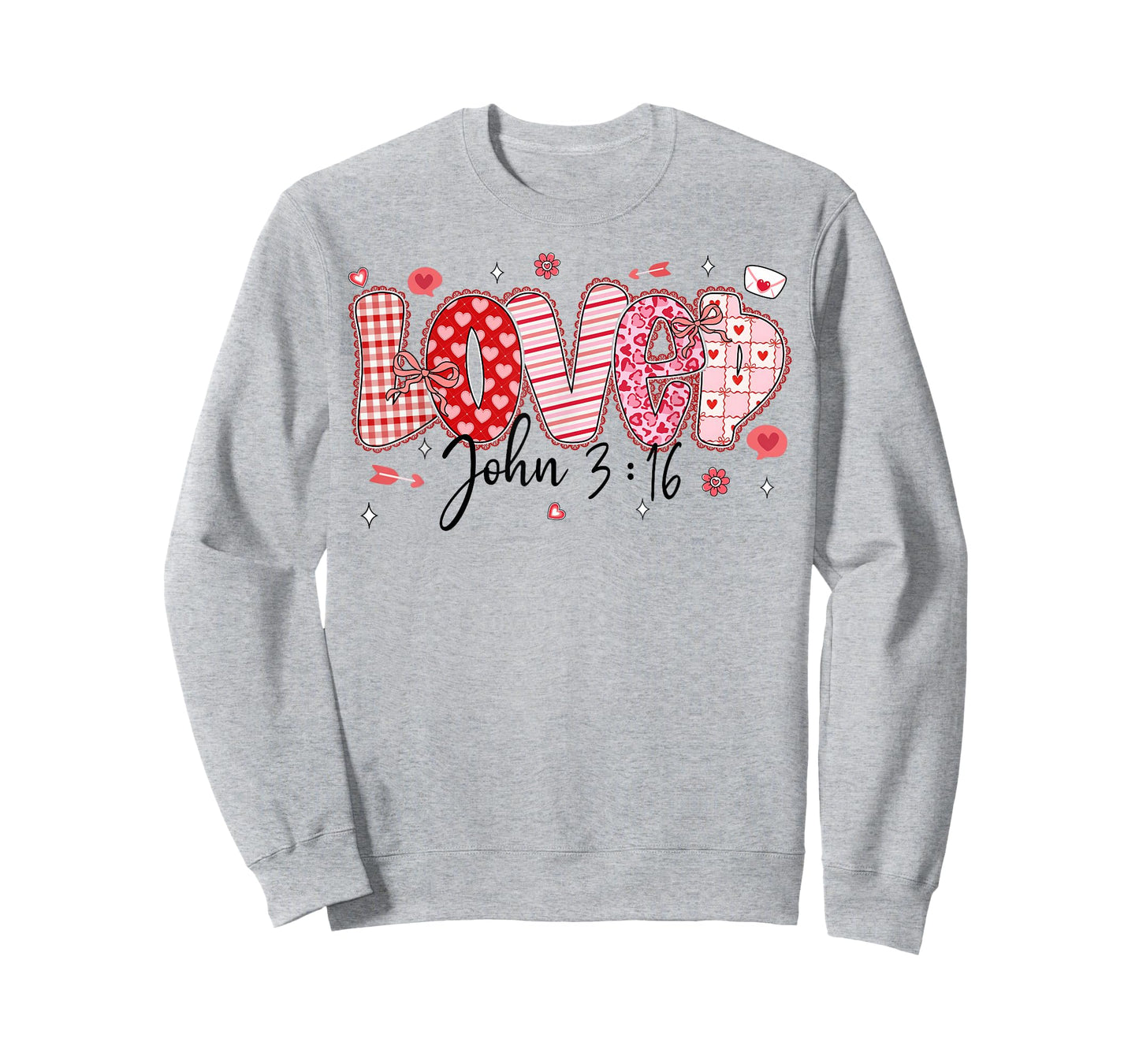Love John 3:16 Valentine Coquette Bow Christian Women Girl T-Shirt