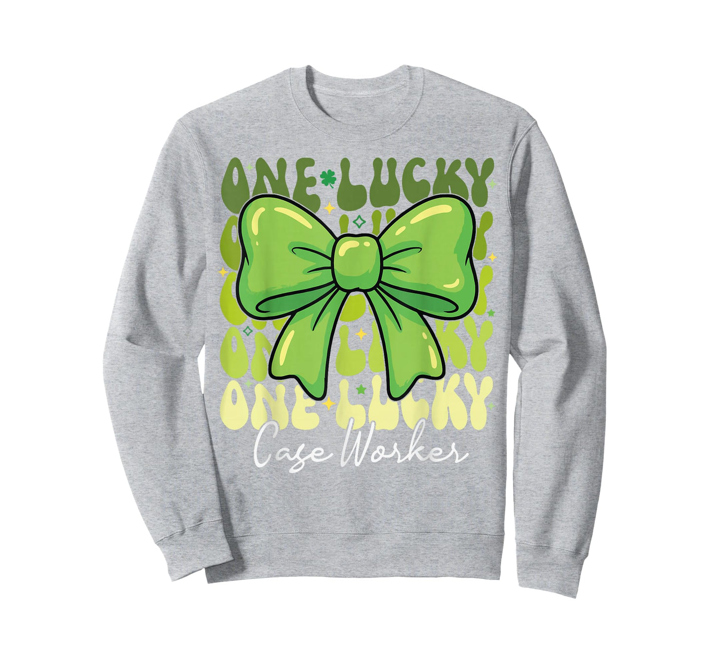 One Lucky Case Worker St Patricks Day Coquette Bow Retro T-Shirt