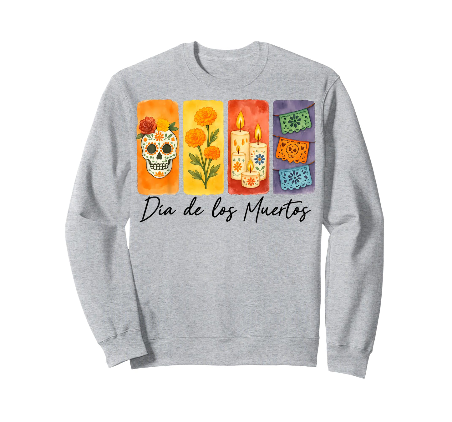Dia De Los Muertos Sugar Skull Marigold Candle Papel Picado T-Shirt