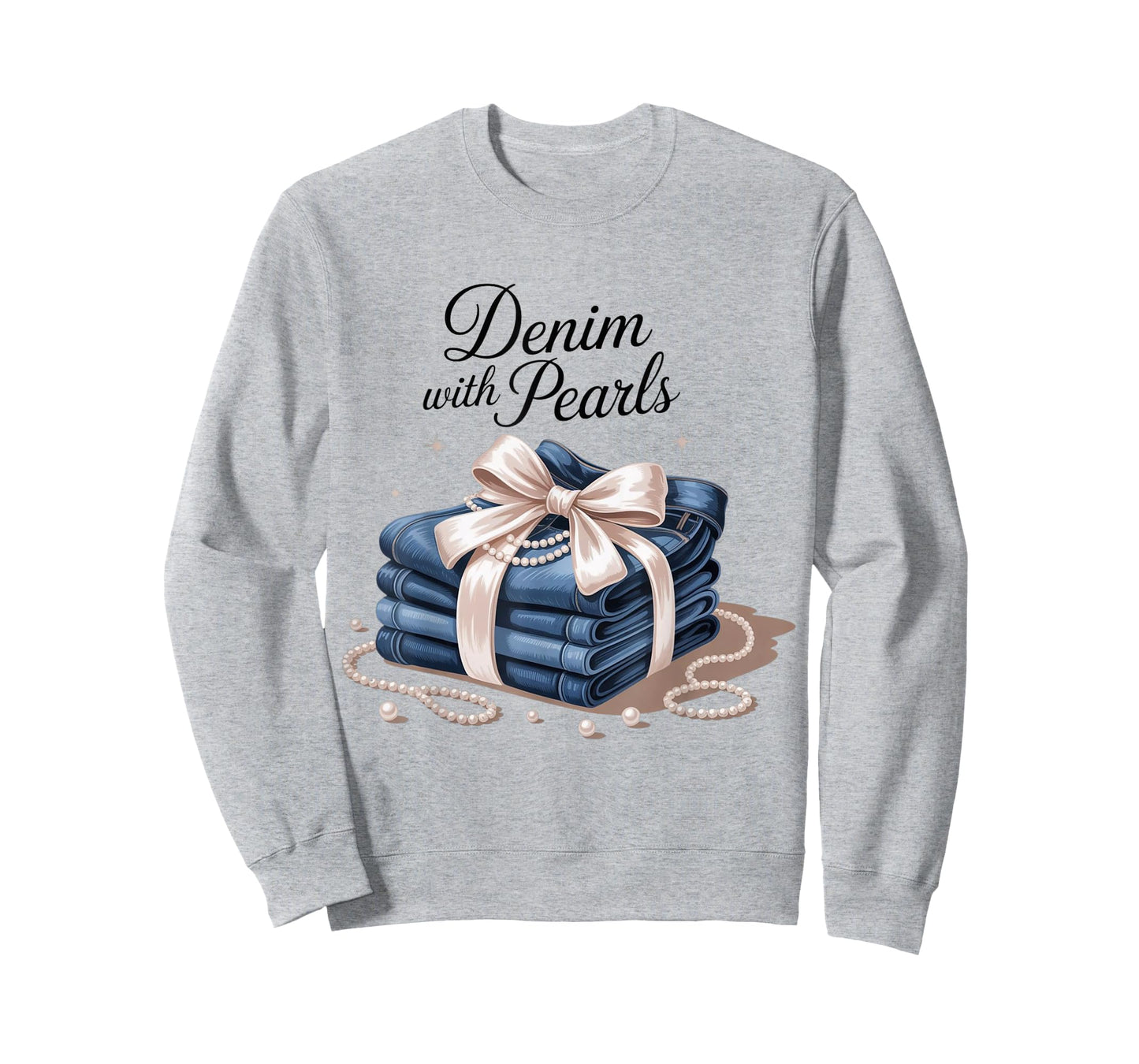 Denim with Pearls Mother’s Day Outfit for Stylish Women T-Shirt