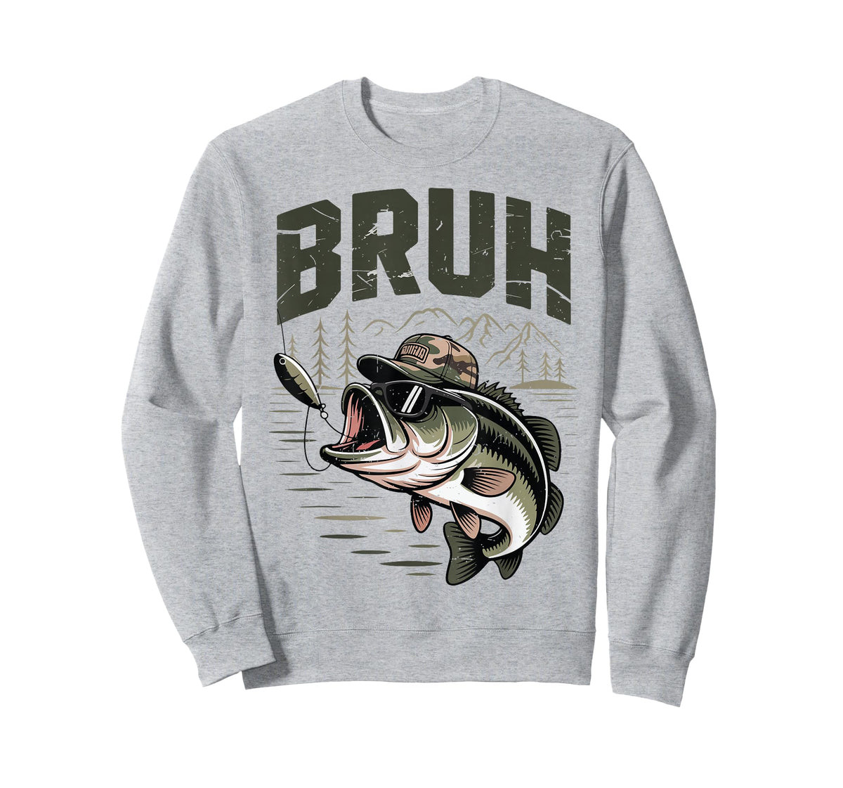 Youth Bruh Fishing Camo Bass Fish Funny Fisherman Gift Men T-Shirt