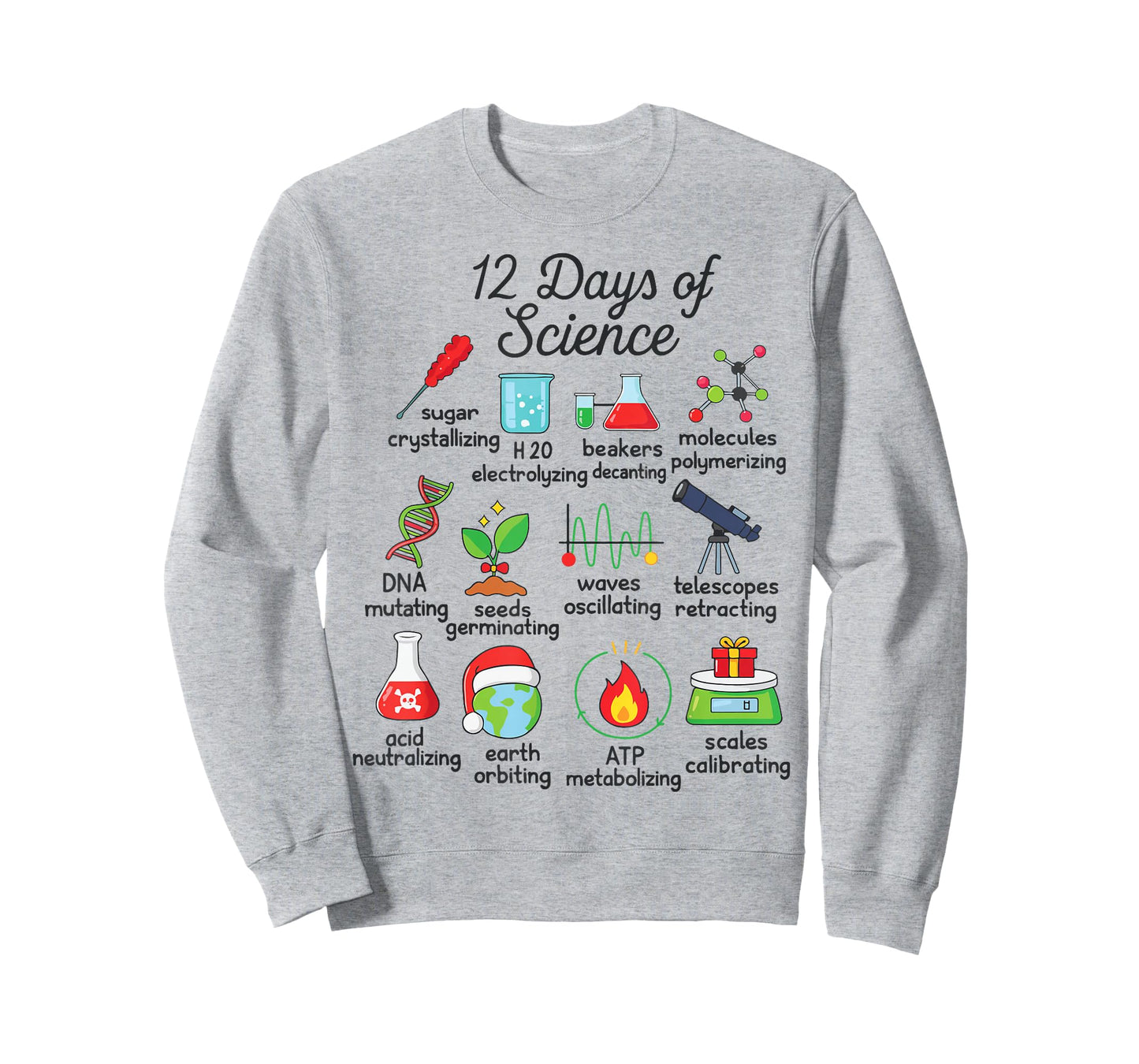 12 Days of Science Funny Science Teacher Christmas Chemistry T-Shirt