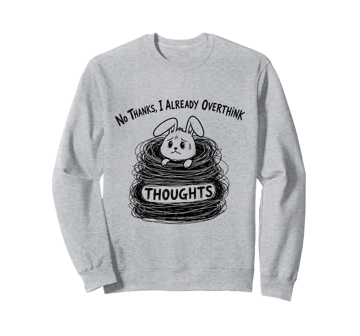 Funny Overthinker Bunny Anxiety Quote Aesthetic Naive Art T-Shirt