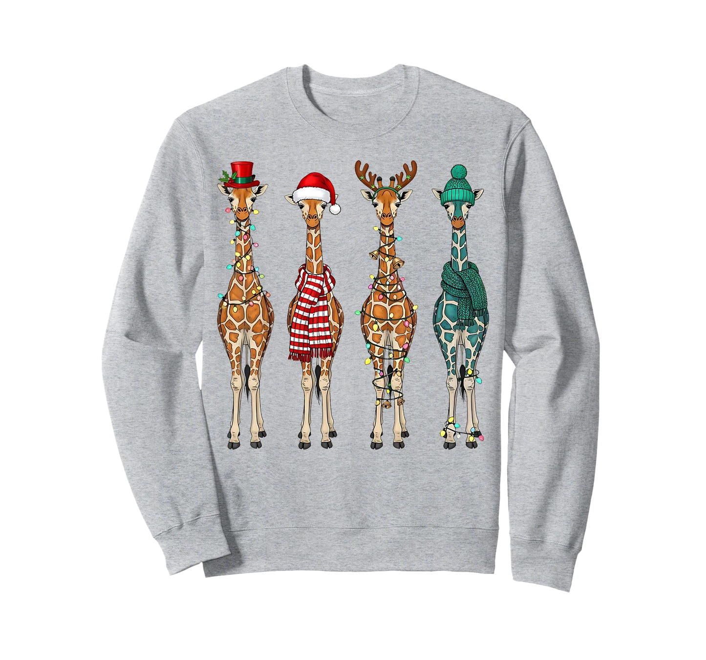 Cute Christmas Giraffe Funny Animal Lover Gift Kids Toddlers T-Shirt