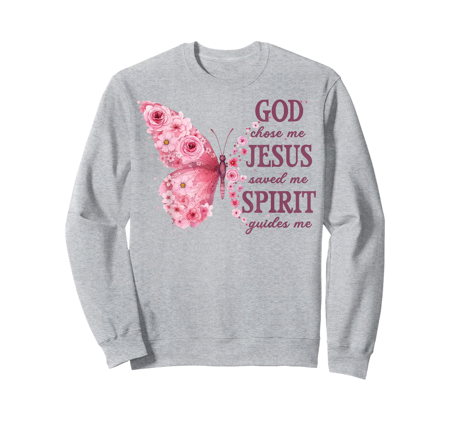 Christian Faith God Chose Me Jesus Saved Me Pink Butterfly T-Shirt