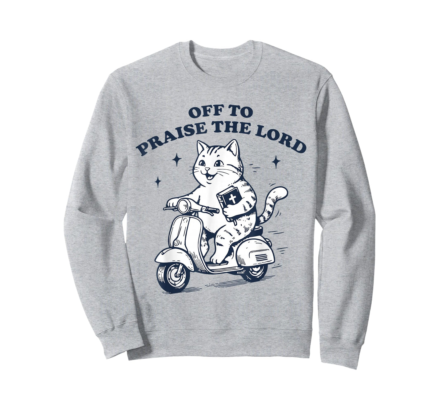 Off to Praise The Lord Cat Funny Christian Faith Humor T-Shirt