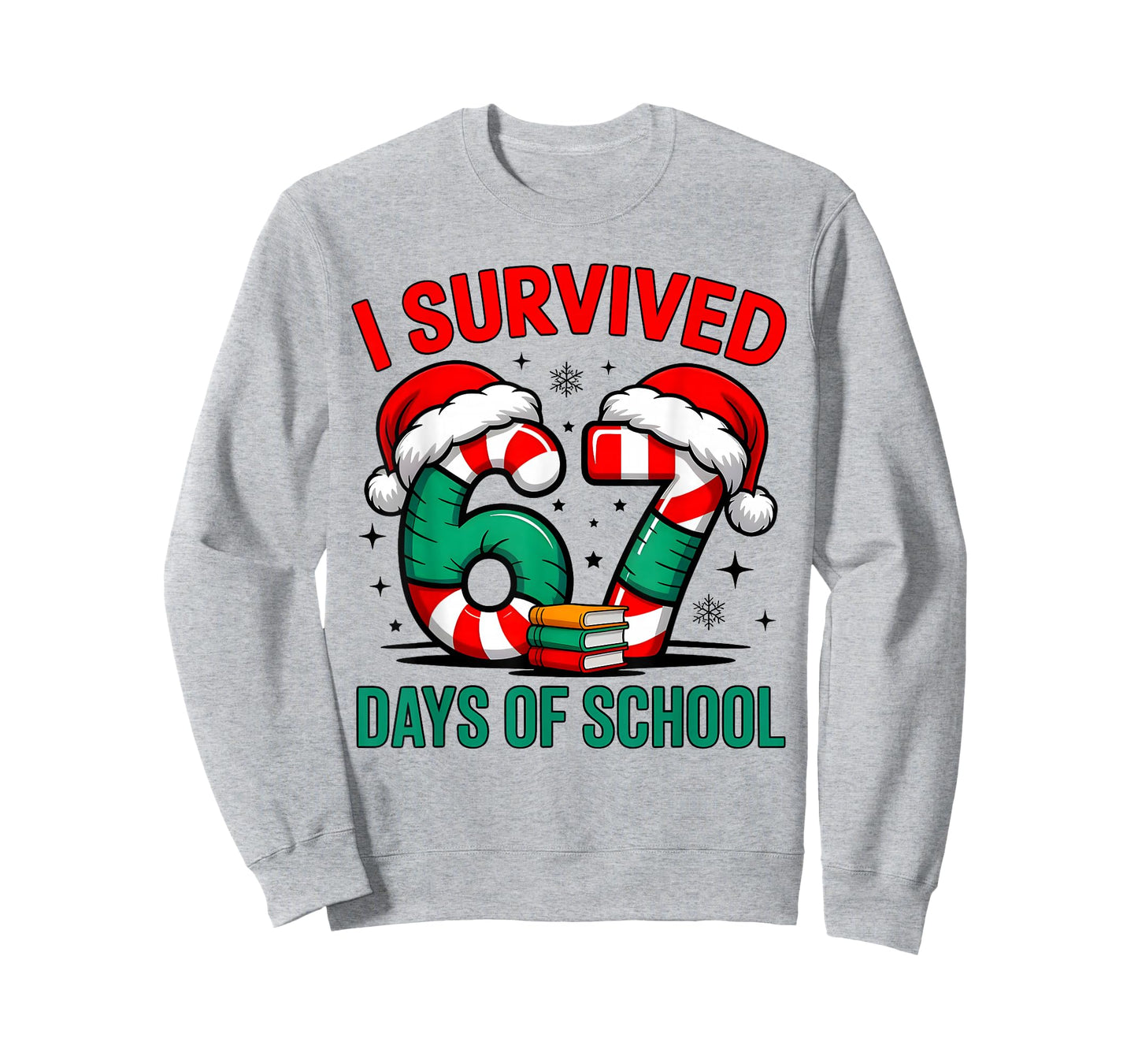 I Survived 67 Days of School Christmas Candy Cane Six Seven T-Shirt